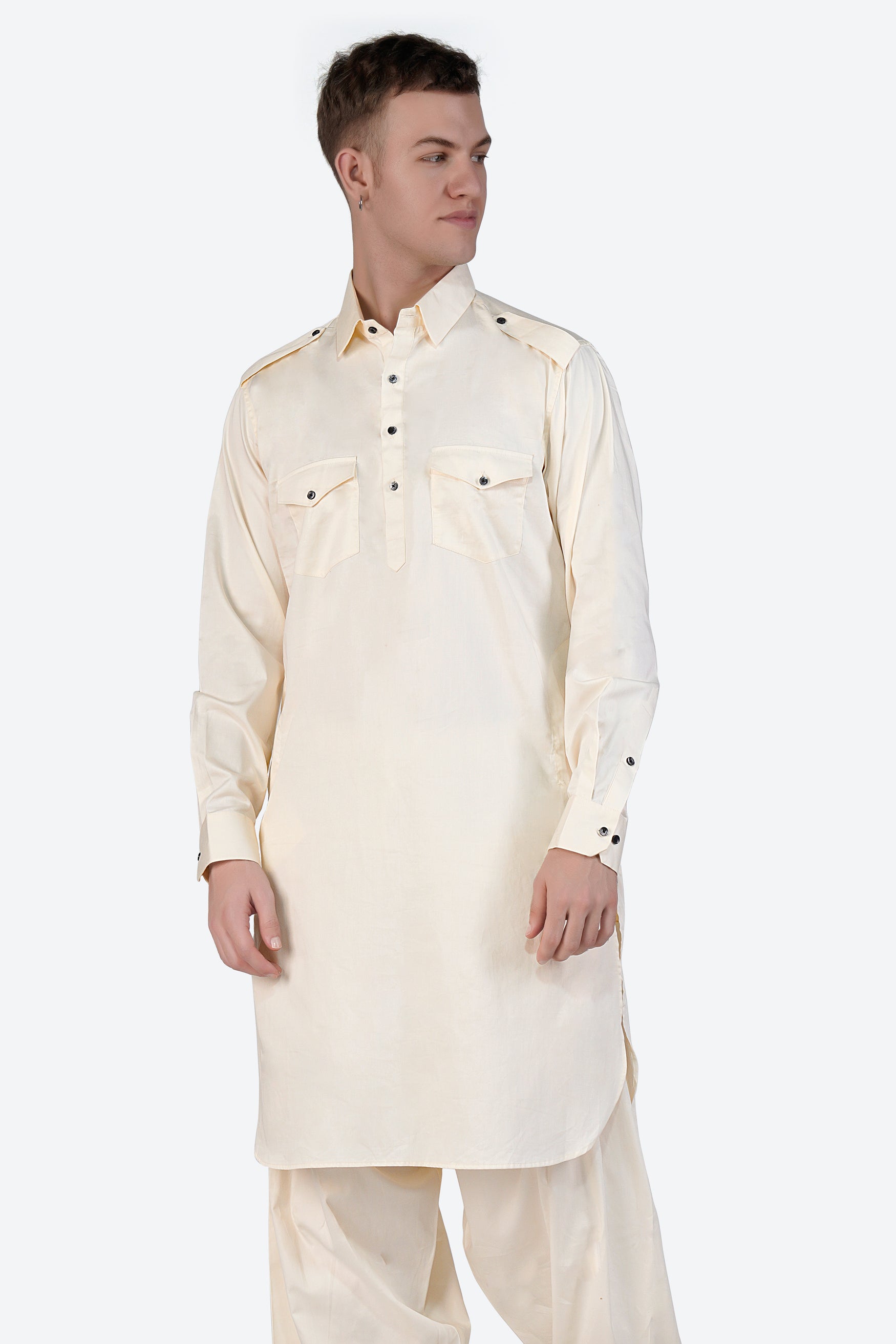 Fantasy Cream Subtle Sheen Super Soft Premium Cotton Pathani