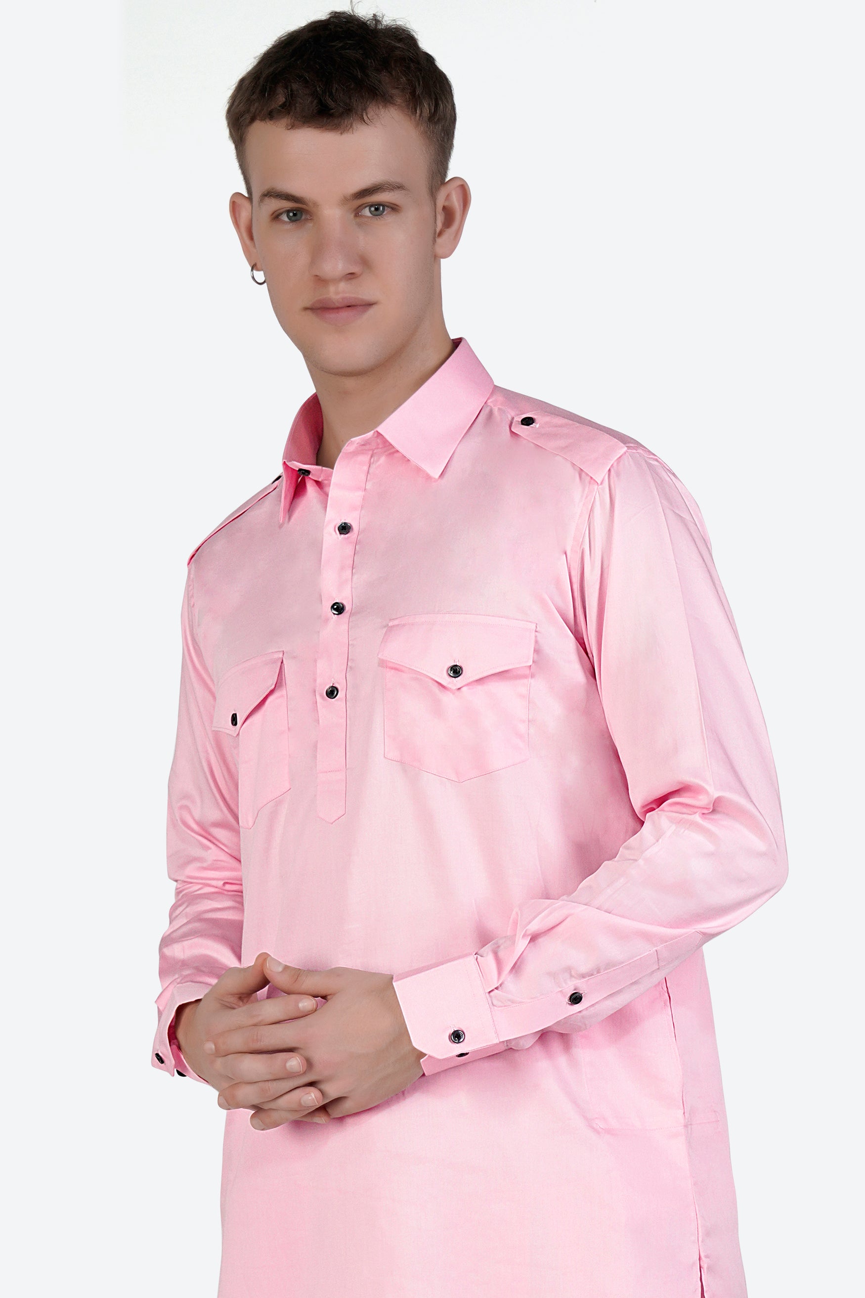 Pastel Pink Subtle Sheen Super Soft Premium Cotton Pathani