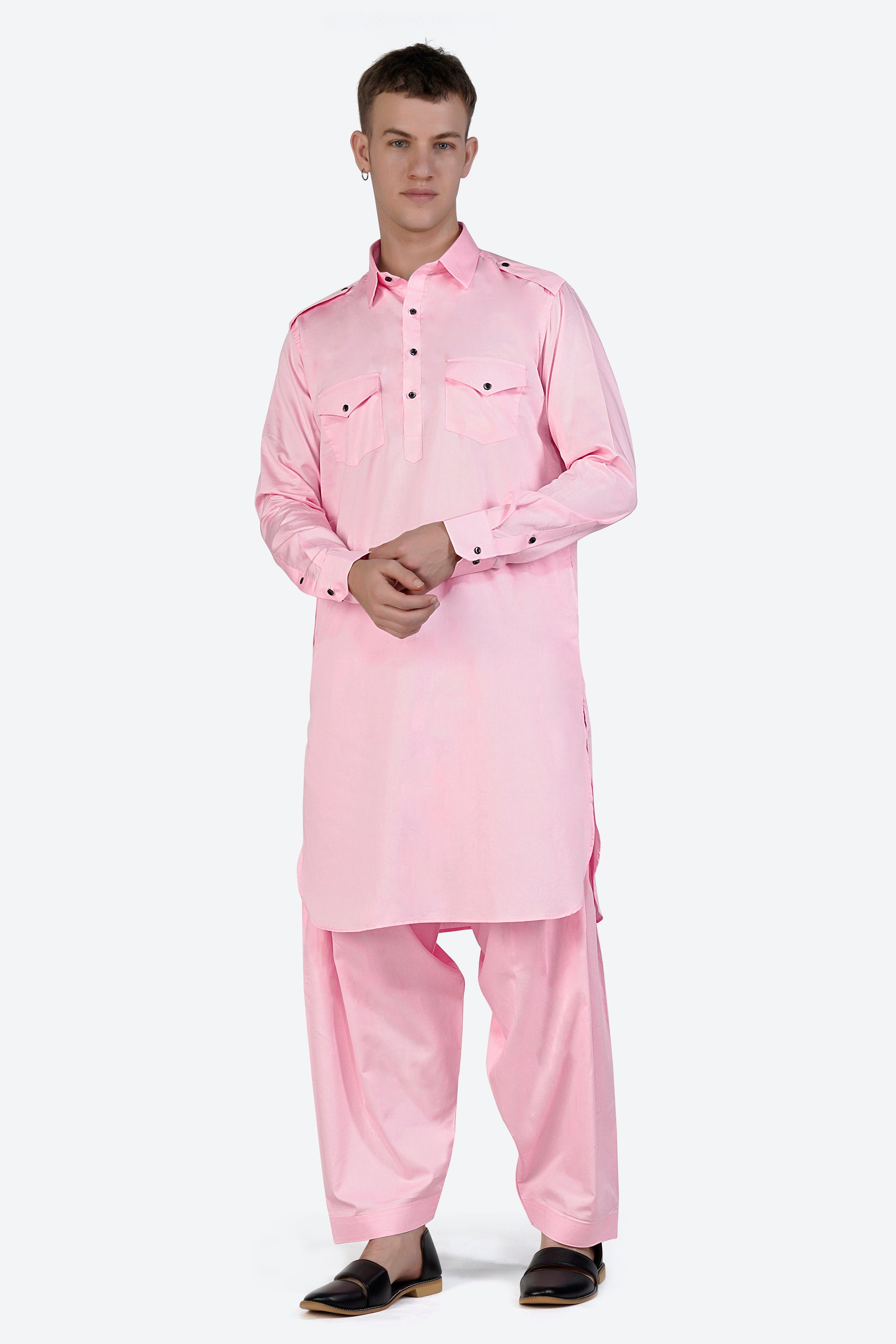 Pastel Pink Subtle Sheen Super Soft Premium Cotton Pathani