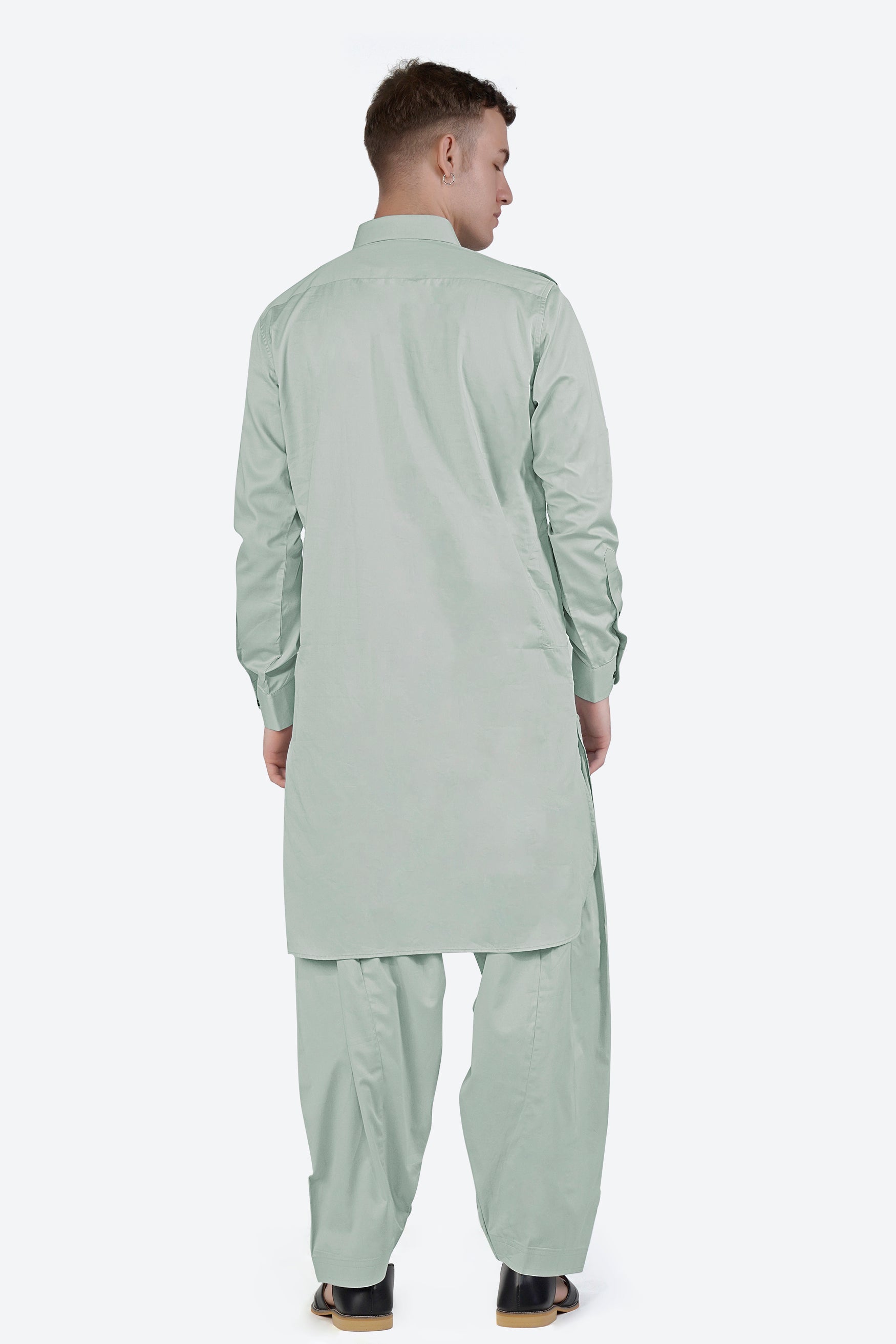 Periglacial Green Subtle Sheen Super Soft Premium Cotton Pathani