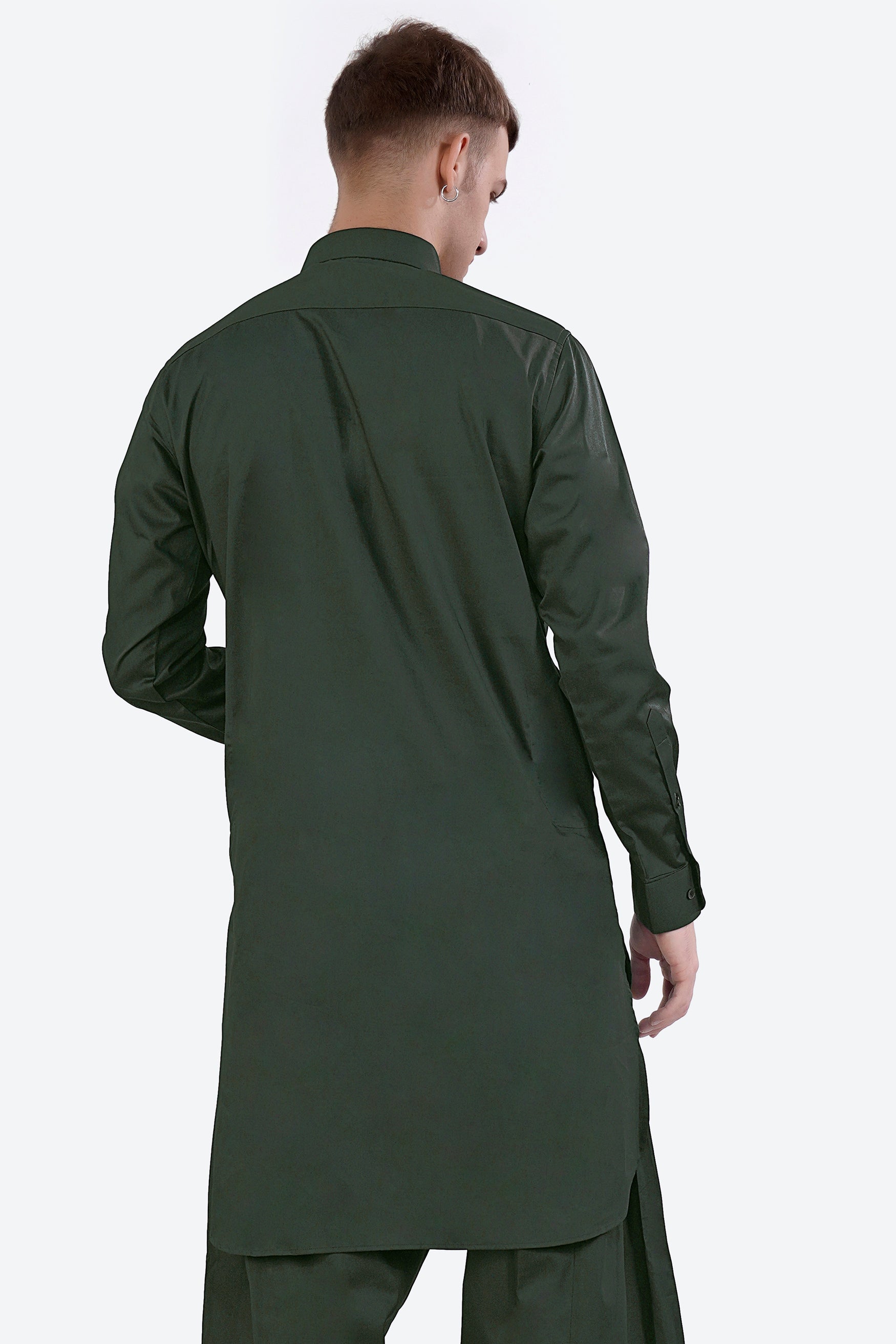 Timber Green Subtle Sheen Super Soft Premium Cotton Pathani