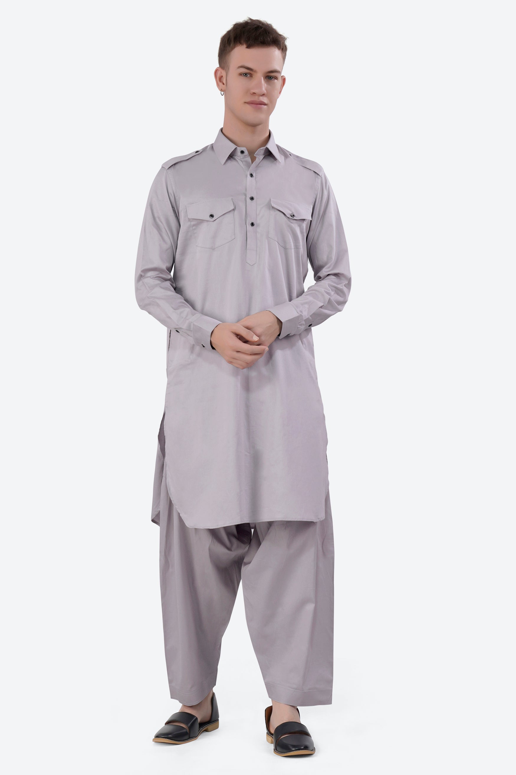 Pale Slate Lavender Subtle Sheen Super Soft Premium Cotton Pathani