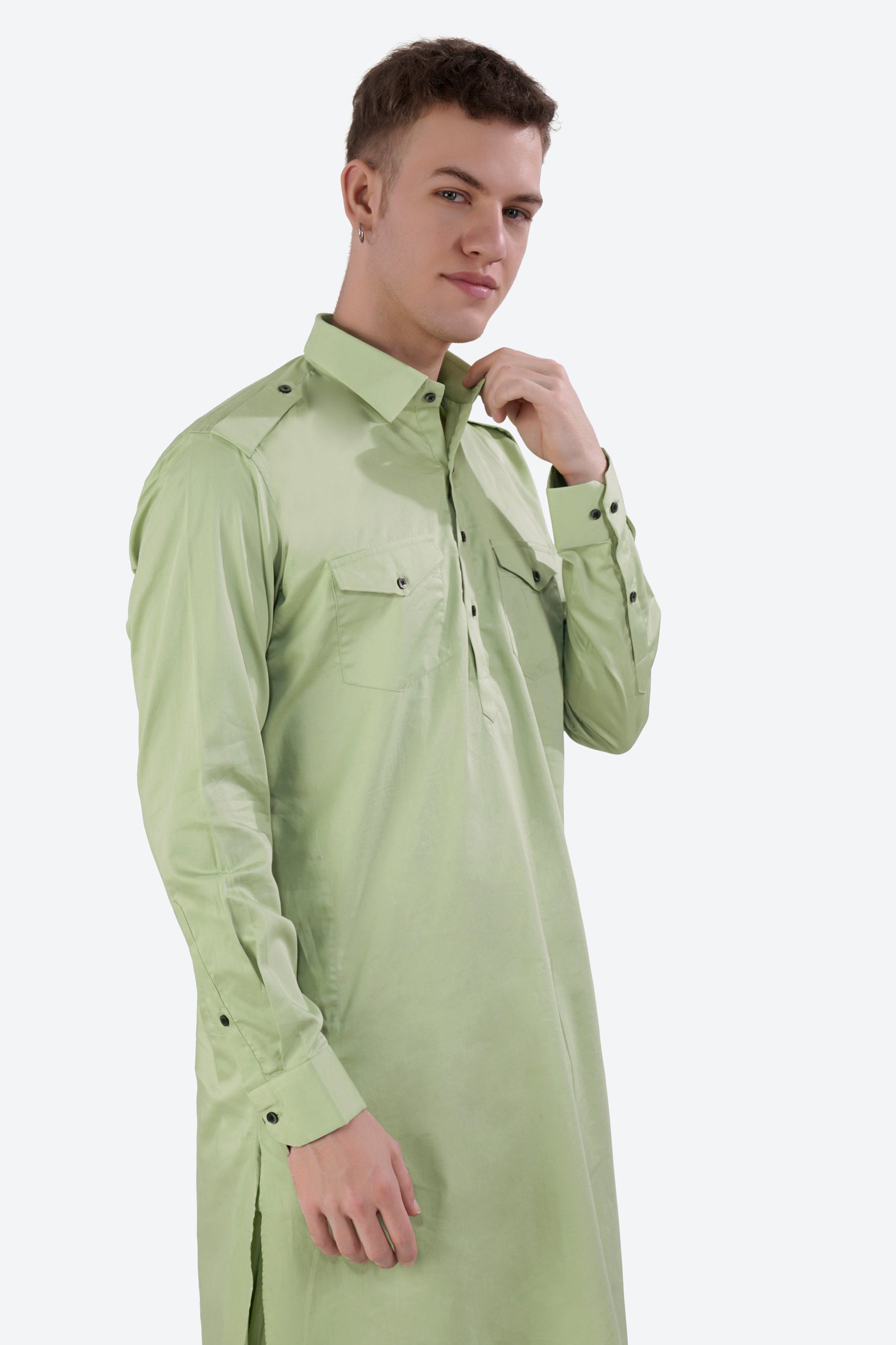 Swamp Green Subtle Sheen Super Soft Premium Cotton Pathani