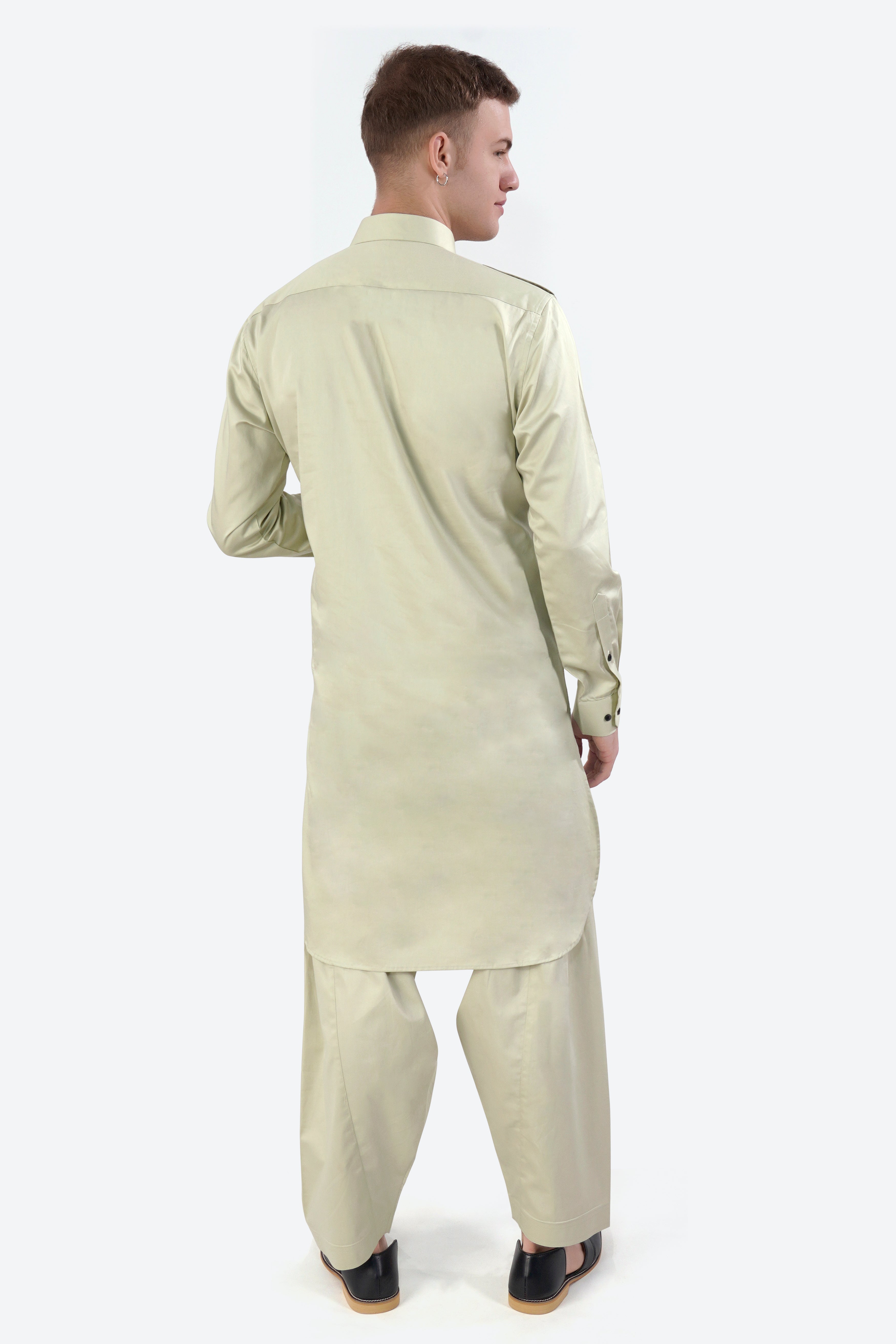 Thistle Cream Subtle Sheen Super Soft Premium Cotton Pathani Set