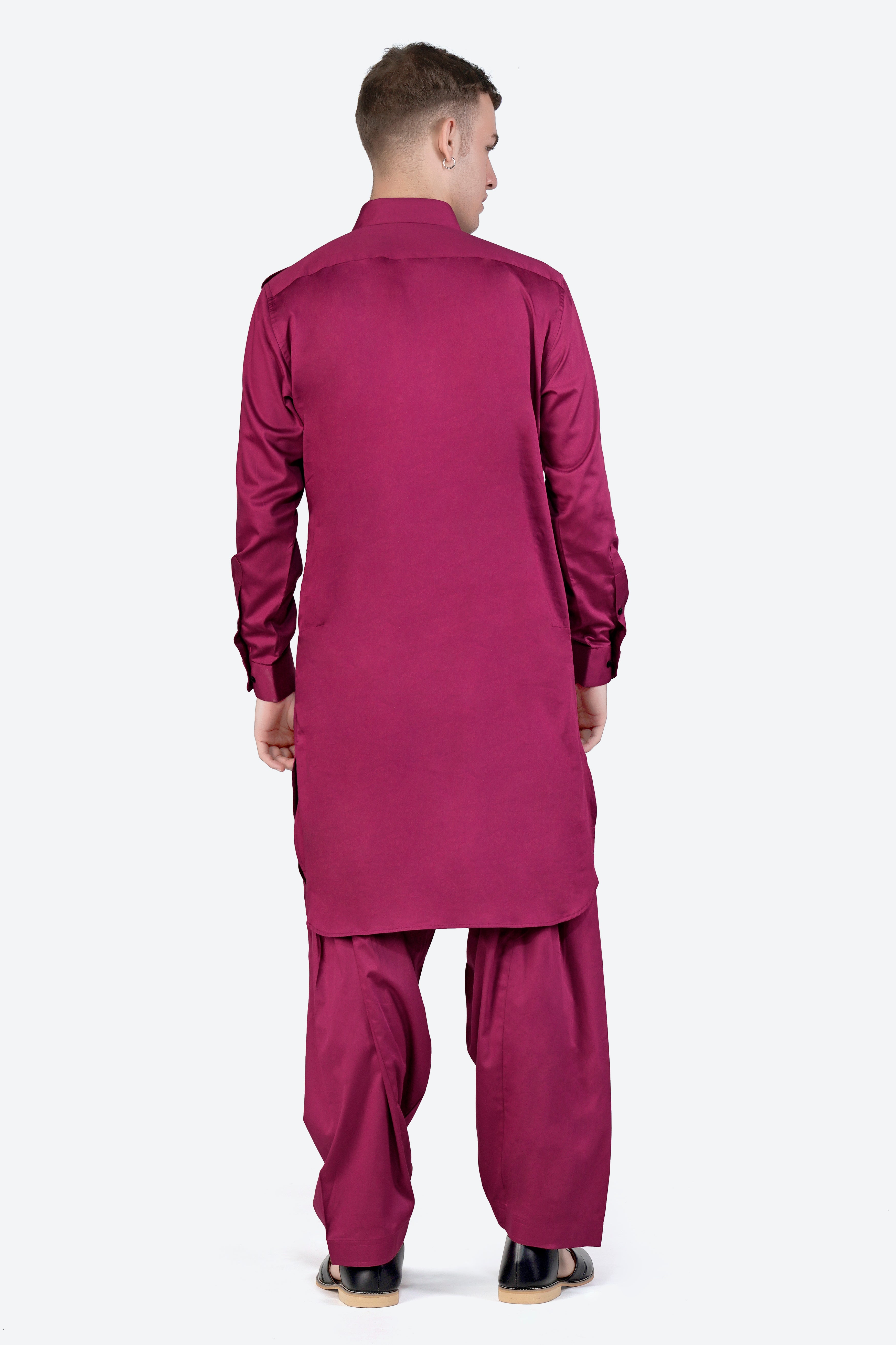 Rouge Pink Subtle Sheen Super Soft Premium Cotton Pathani Set