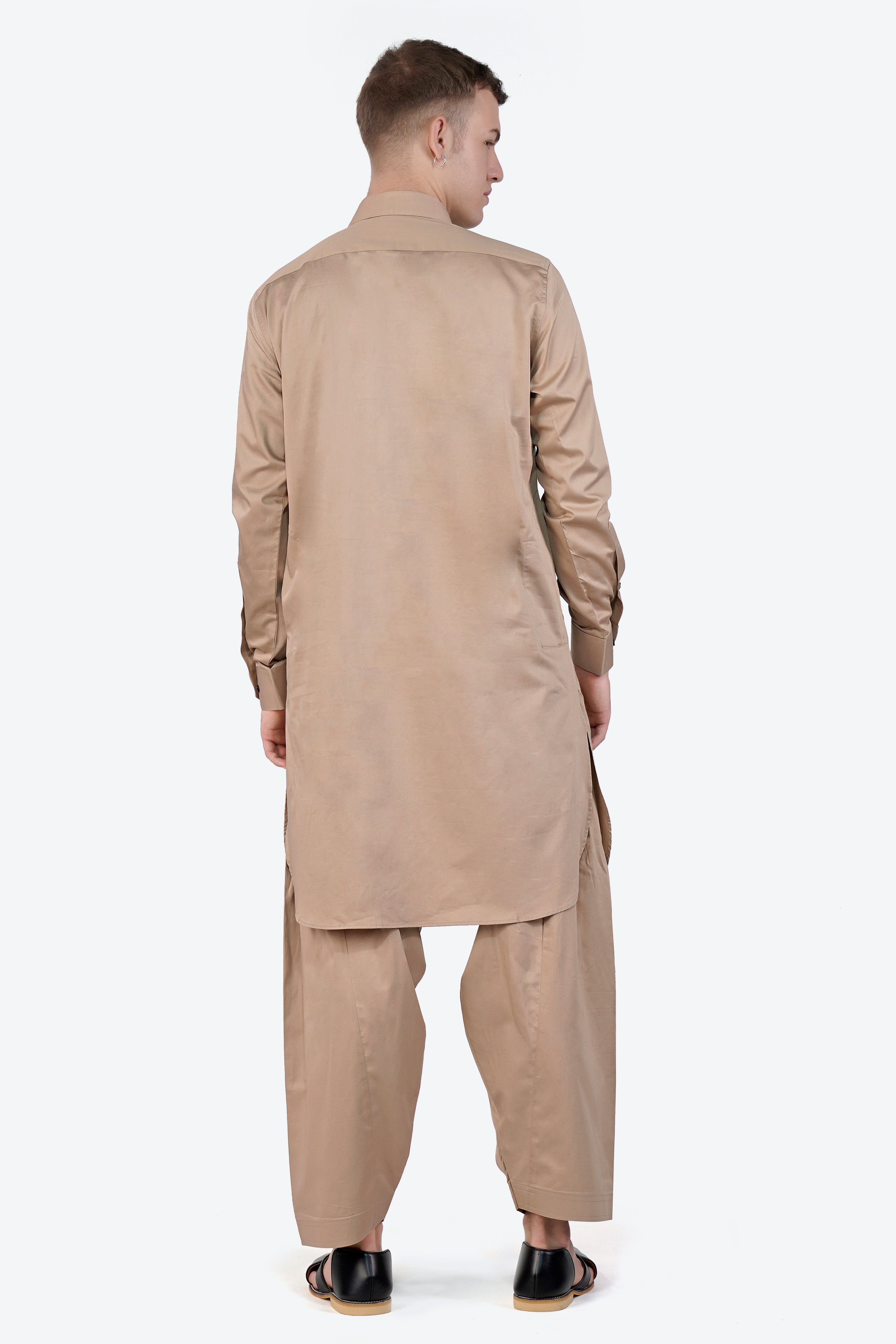 Cashmere Brown Subtle Sheen Super Soft Premium Cotton Pathani Set