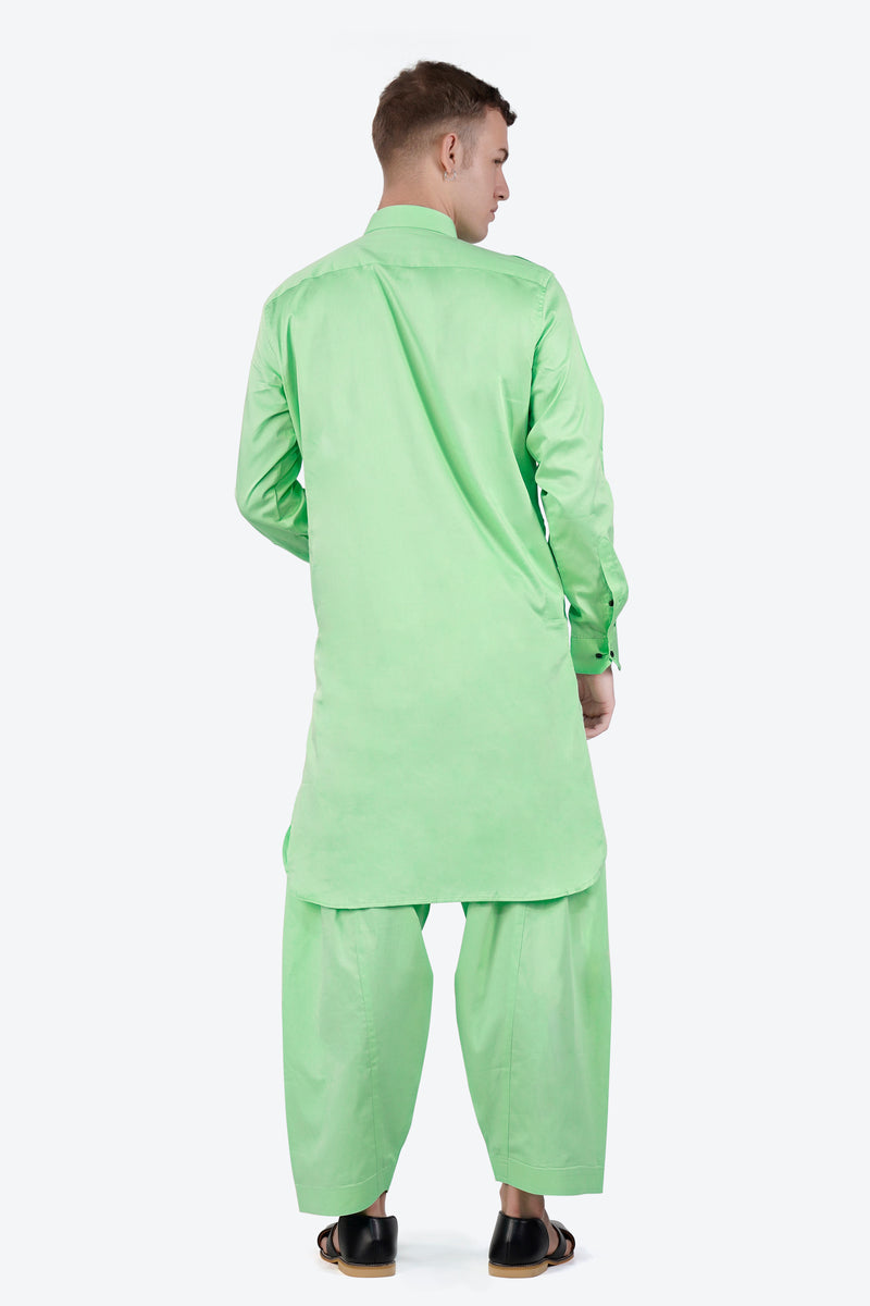 Celadon Green Subtle Sheen Super Soft Premium Cotton Pathani Set