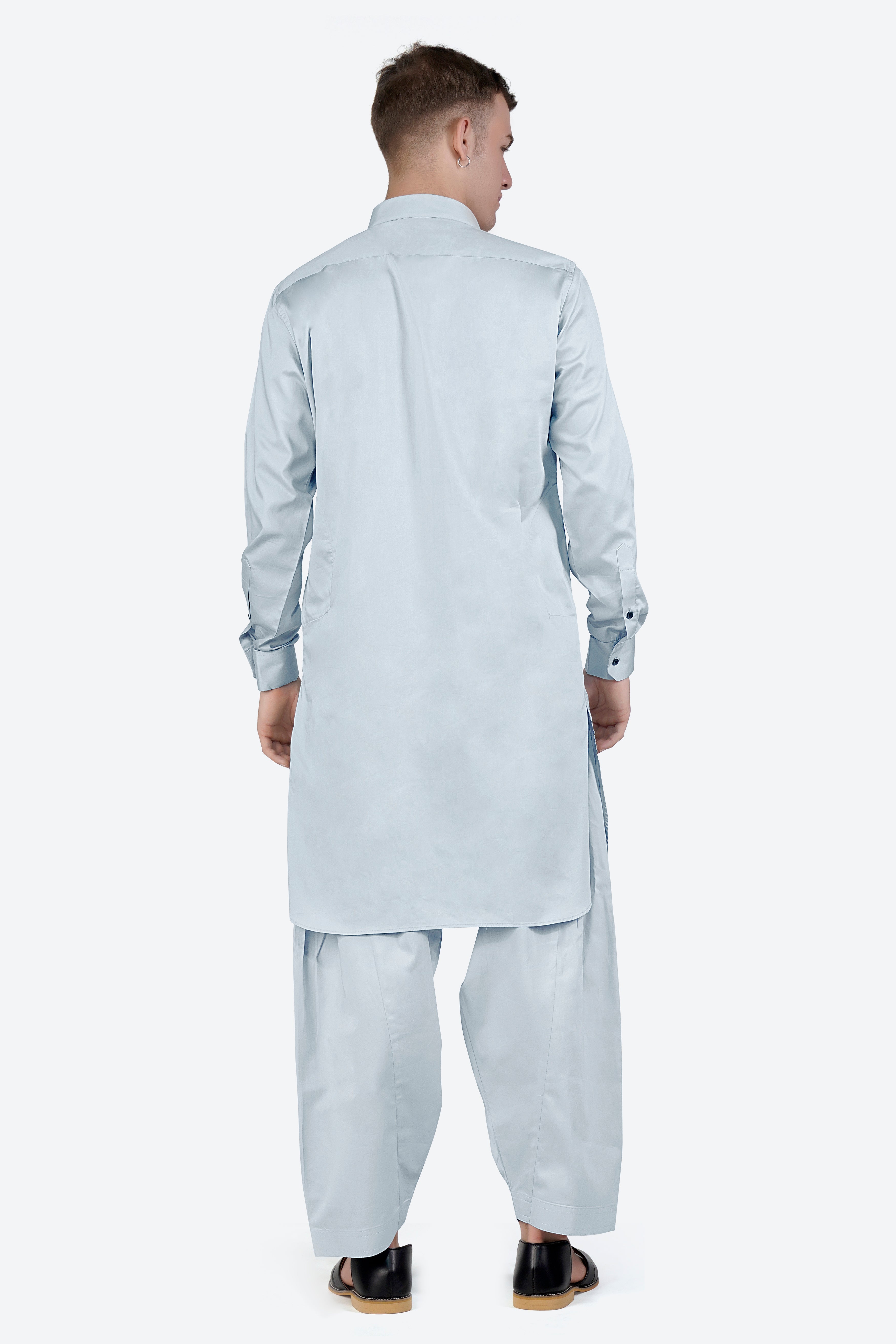 Oyster Gray Subtle Sheen Super Soft Premium Cotton Pathani Set