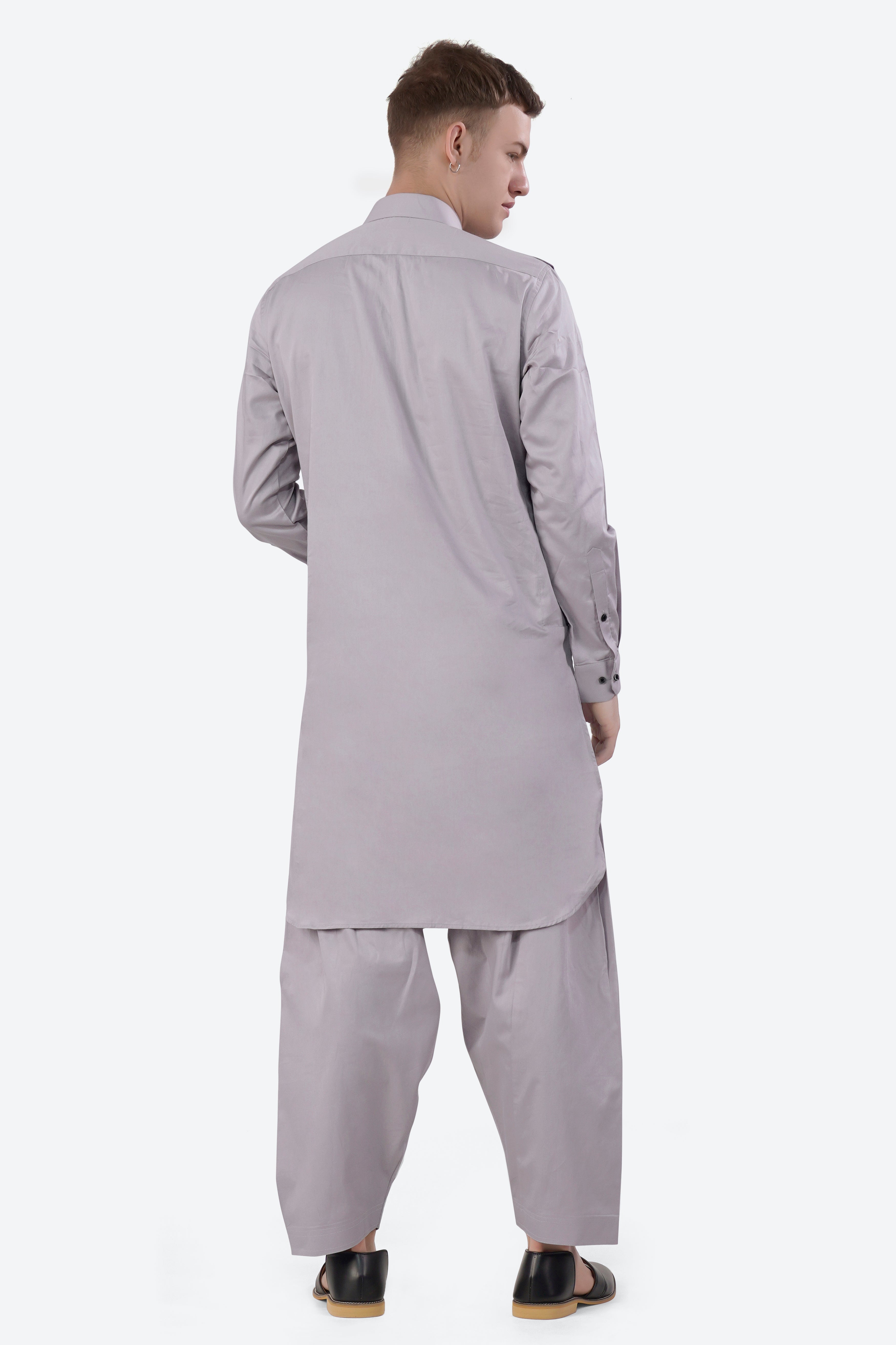 Pale Slate Lavender Subtle Sheen Super Soft Premium Cotton Pathani Set