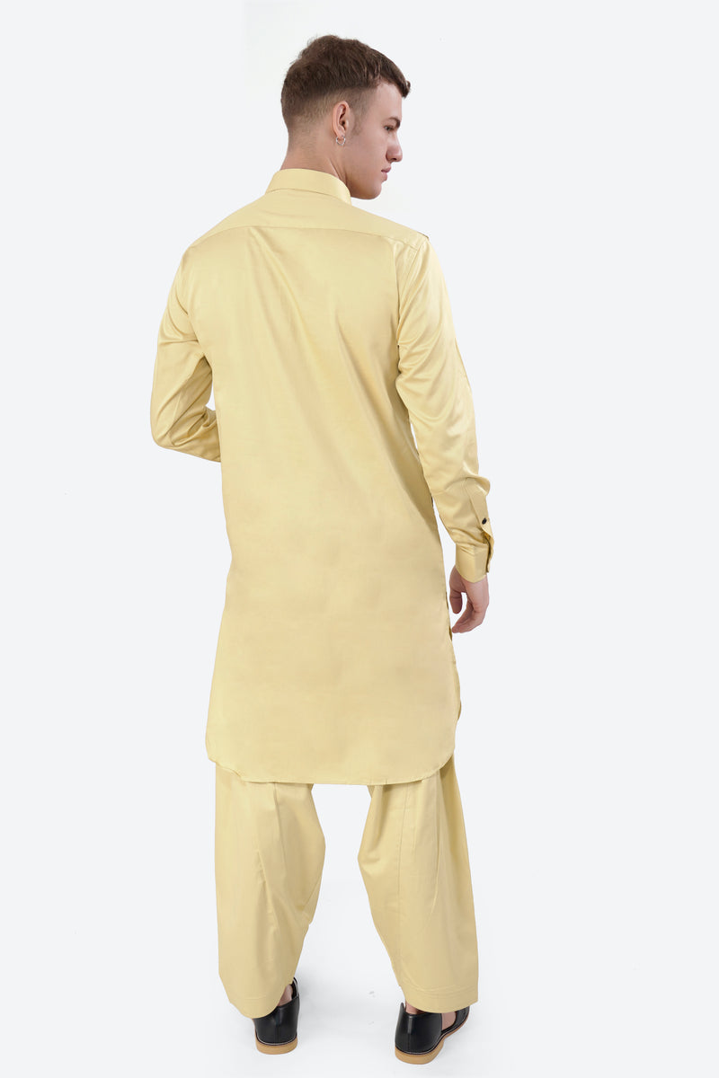 Sidecar Beige Subtle Sheen Super Soft Premium Cotton Pathani Set