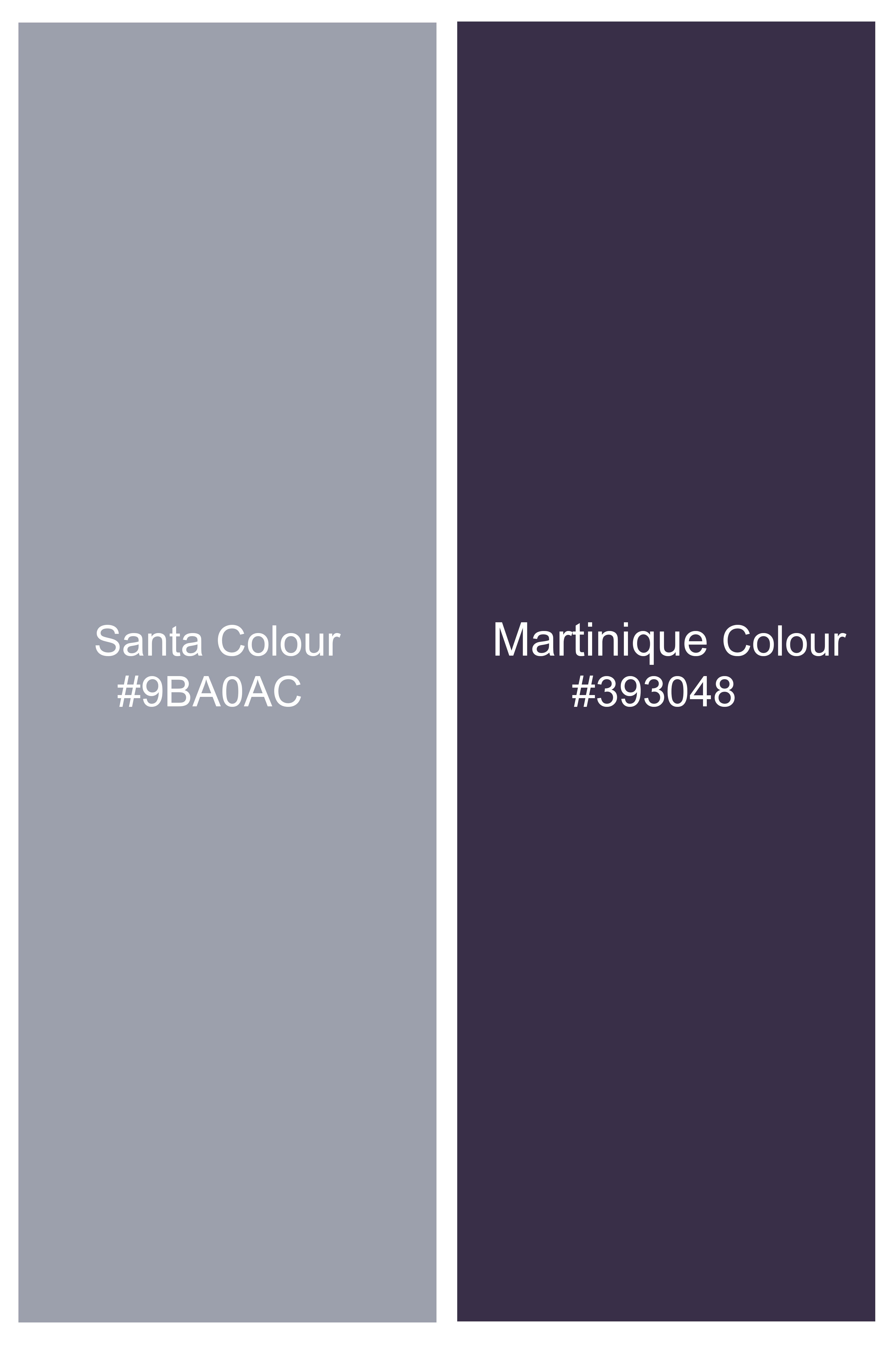 Santa Gray And Martinique Purple Printed Subtle Sheen Super Soft Premium Cotton Shirt