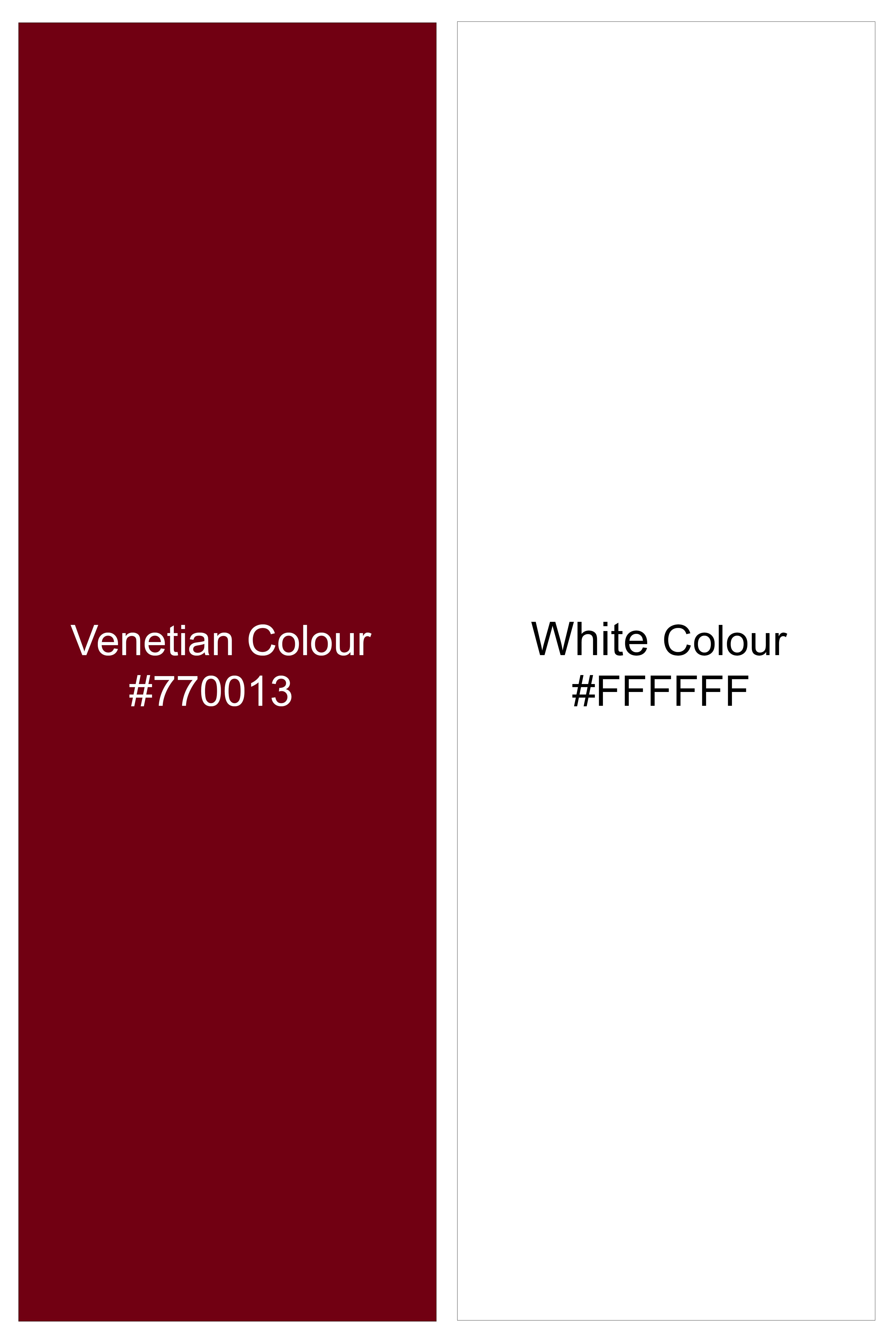 Bright White And Venetian Red Printed Super Soft Premium Cotton Casual Shirt