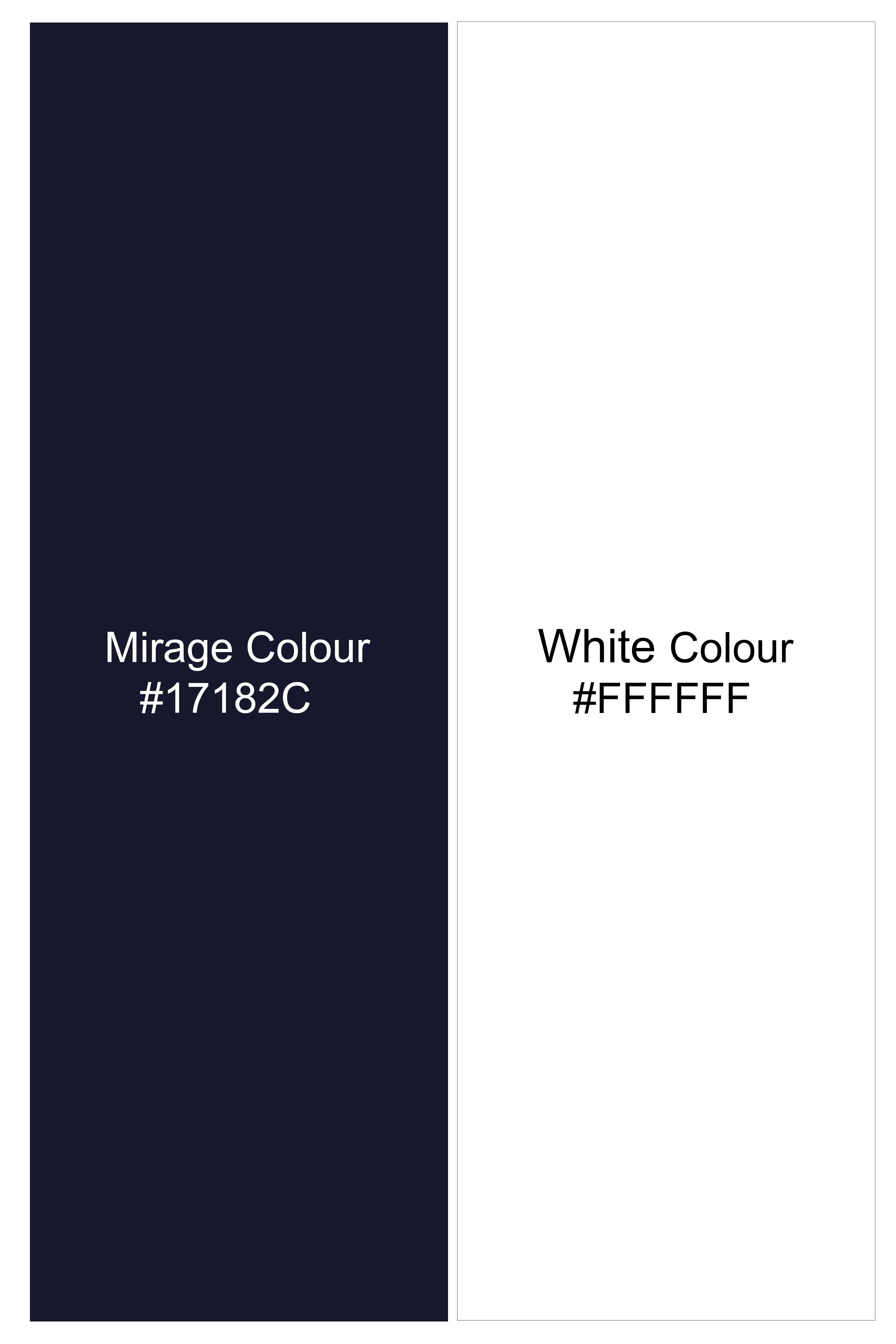 Azure-Mirage Blue And Bright White Windowpane Subtle Sheen Super Soft Premium Cotton Dress Shirt
