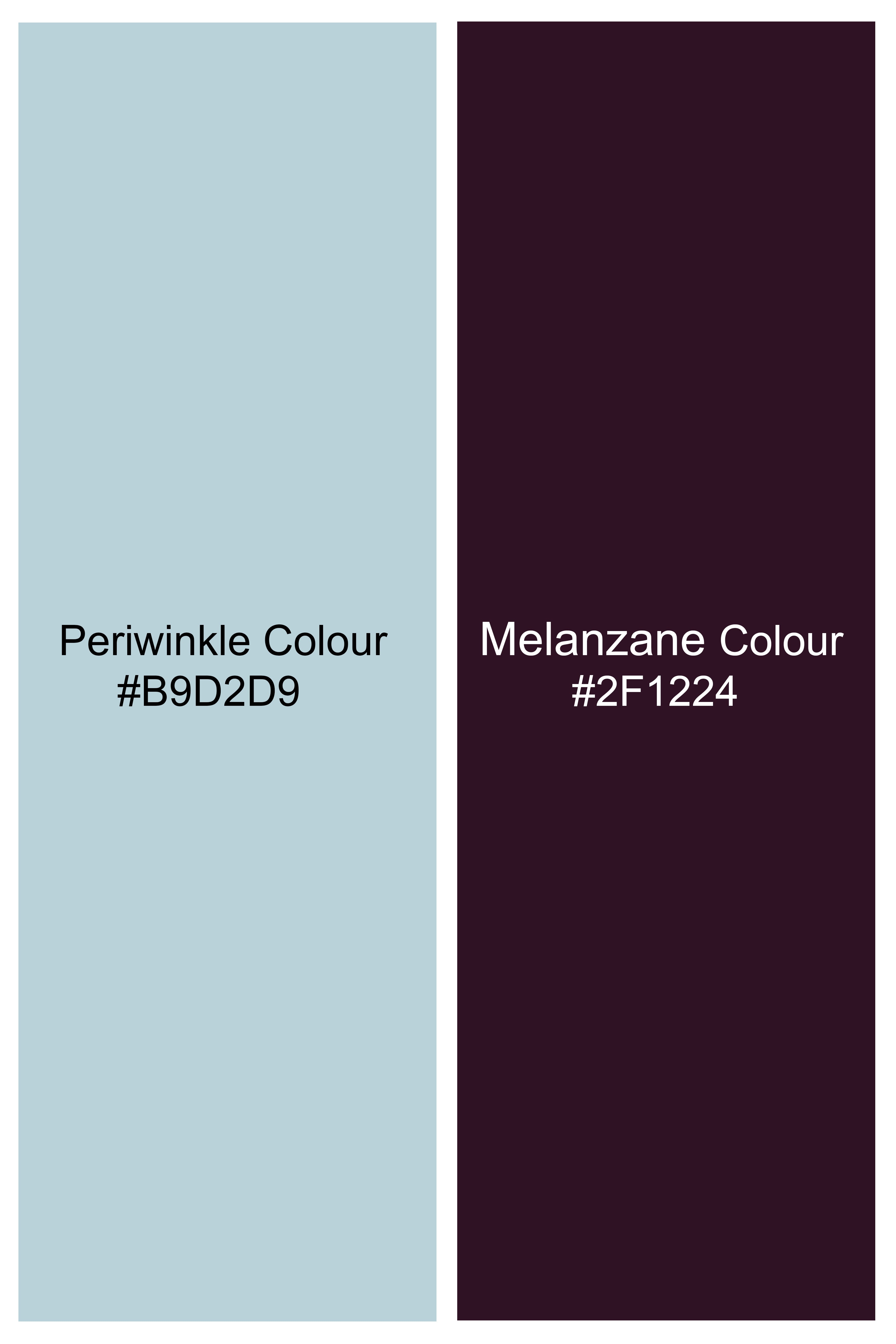 Periwinkle Blue with Melanzane Maroon Flower Printed Super Soft Premium Cotton Shirt