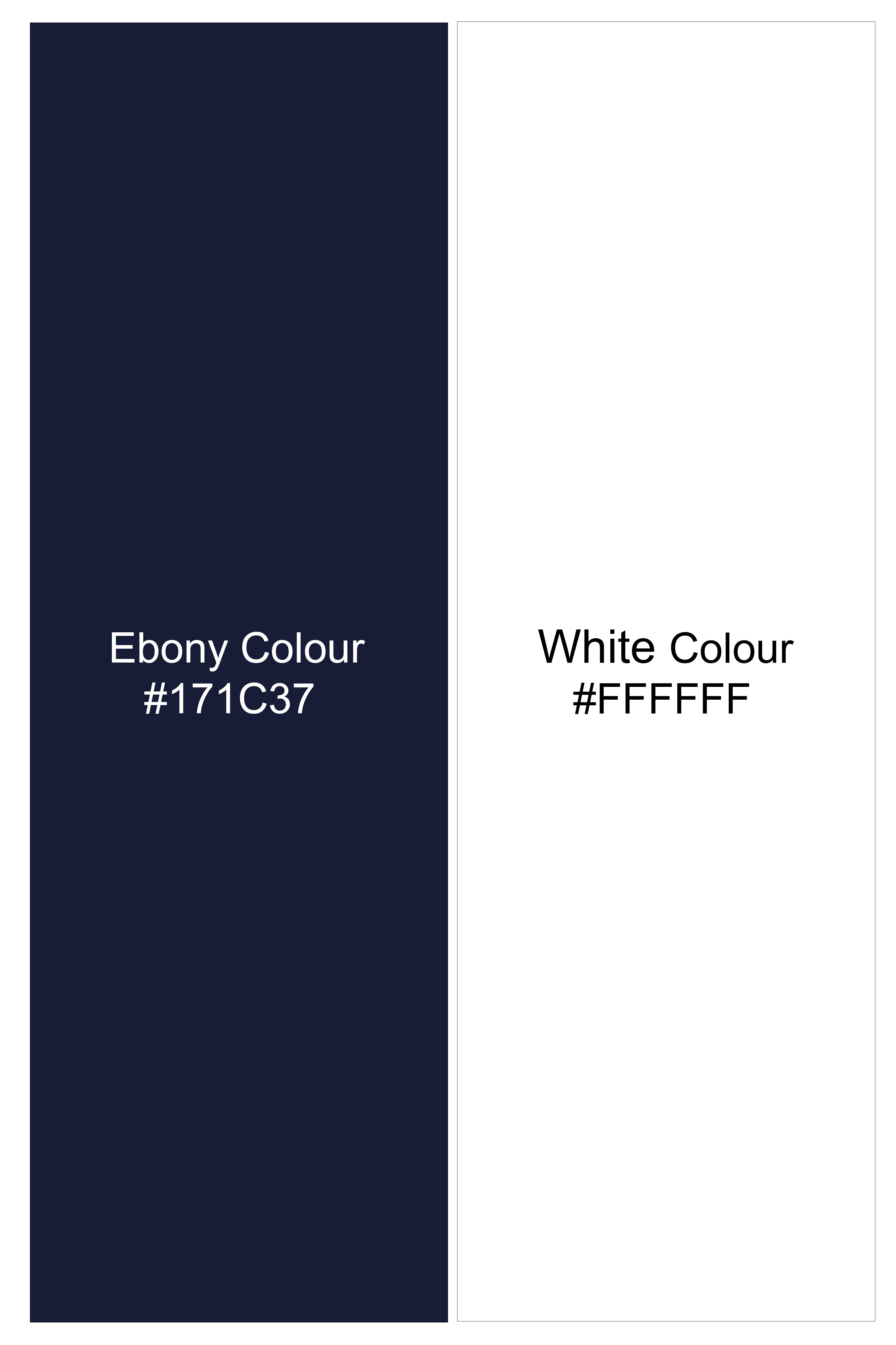 Noctaro-Ebony Blue And Bright White Pin Striped Subtle Sheen Super Soft Premium Cotton Dress Shirt