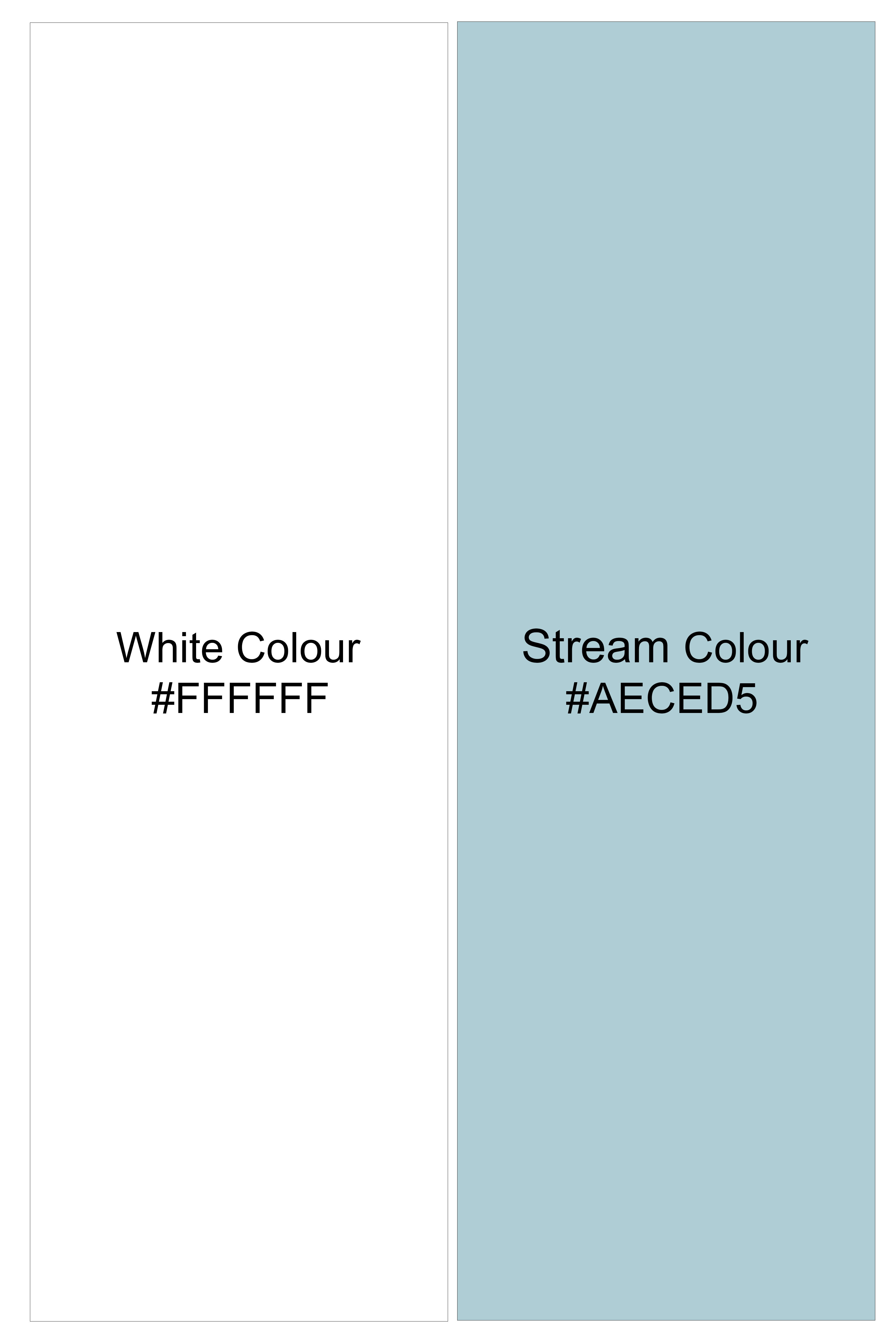 Celestio-Stream Blue And Bright White Candy Striped Subtle Sheen Super Soft Premium Cotton Dress Shirt