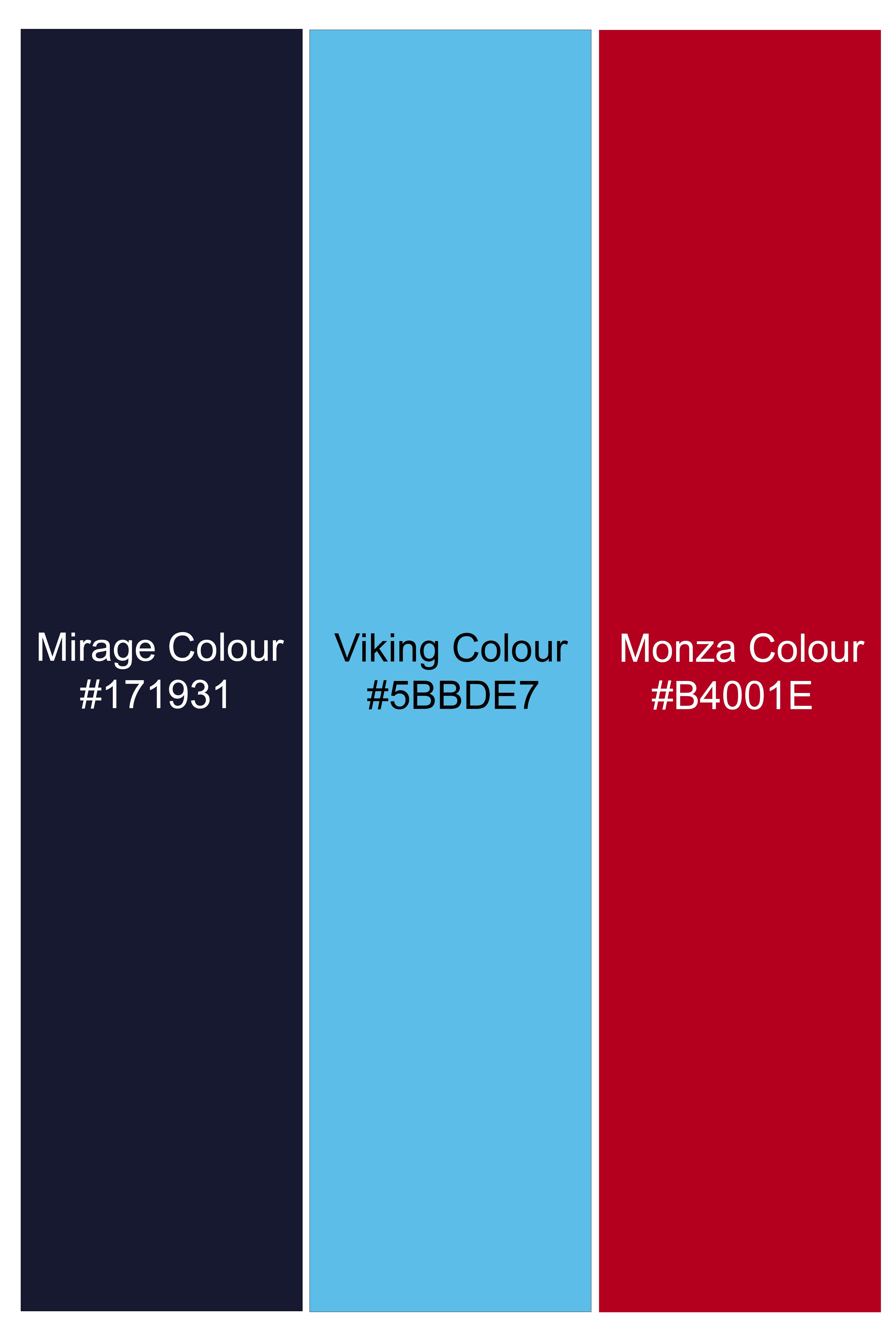 Mirage Blue And Monza Red Multicolour Printed Premium Tencel Shirt