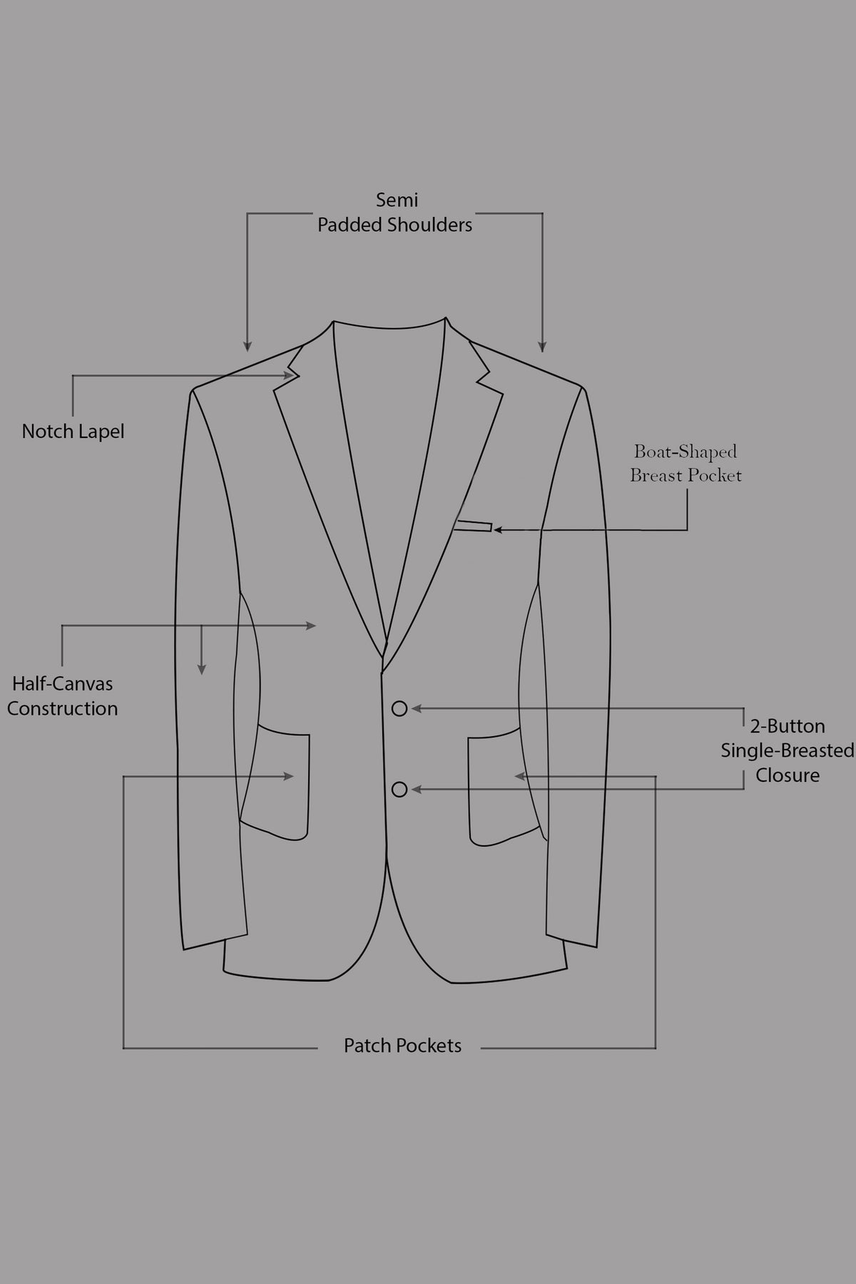 Aurevu-Vulcan Blue Herringbone Textured Tweed Single Breasted Sports Blazer