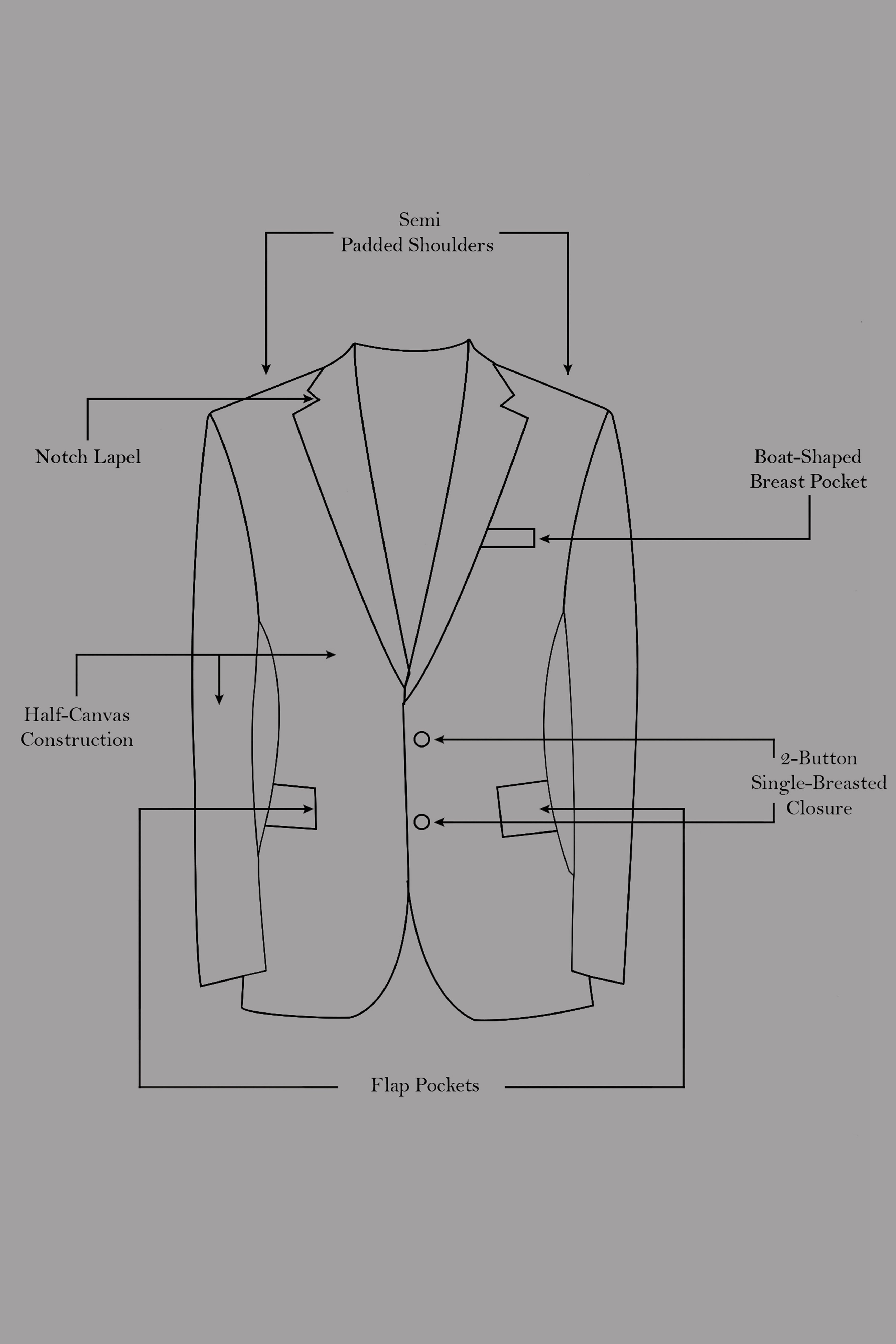 Half Solid Black and Half Tikki Work Wool Rich Designer Suit