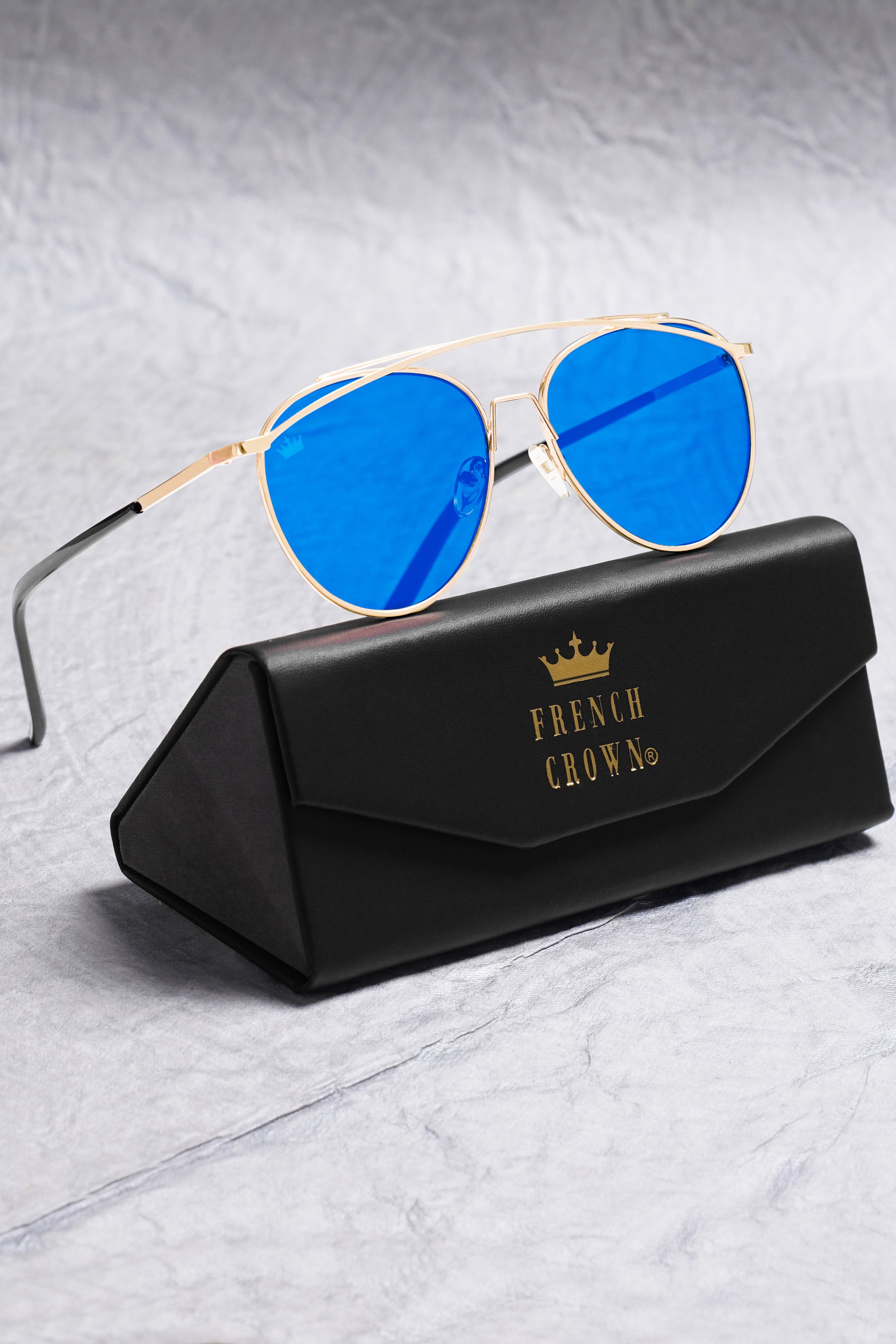 Buy U.S. CROWN Cat eye HD Mirror Blue Lens Creative Alloy Frame Street  Fashion Designer Pantos Sunglasses UV400 with Case at Amazon.in