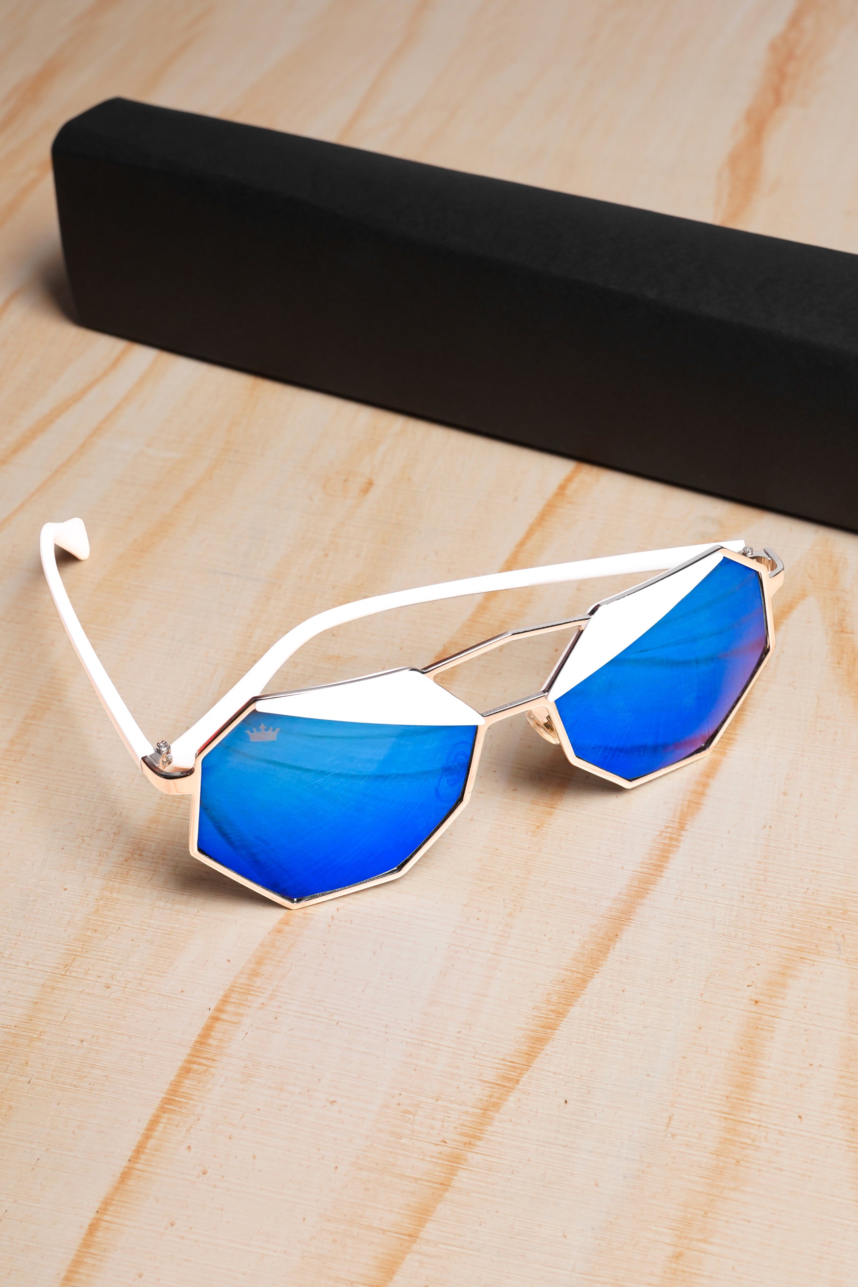 Oversized blue sales sunglasses