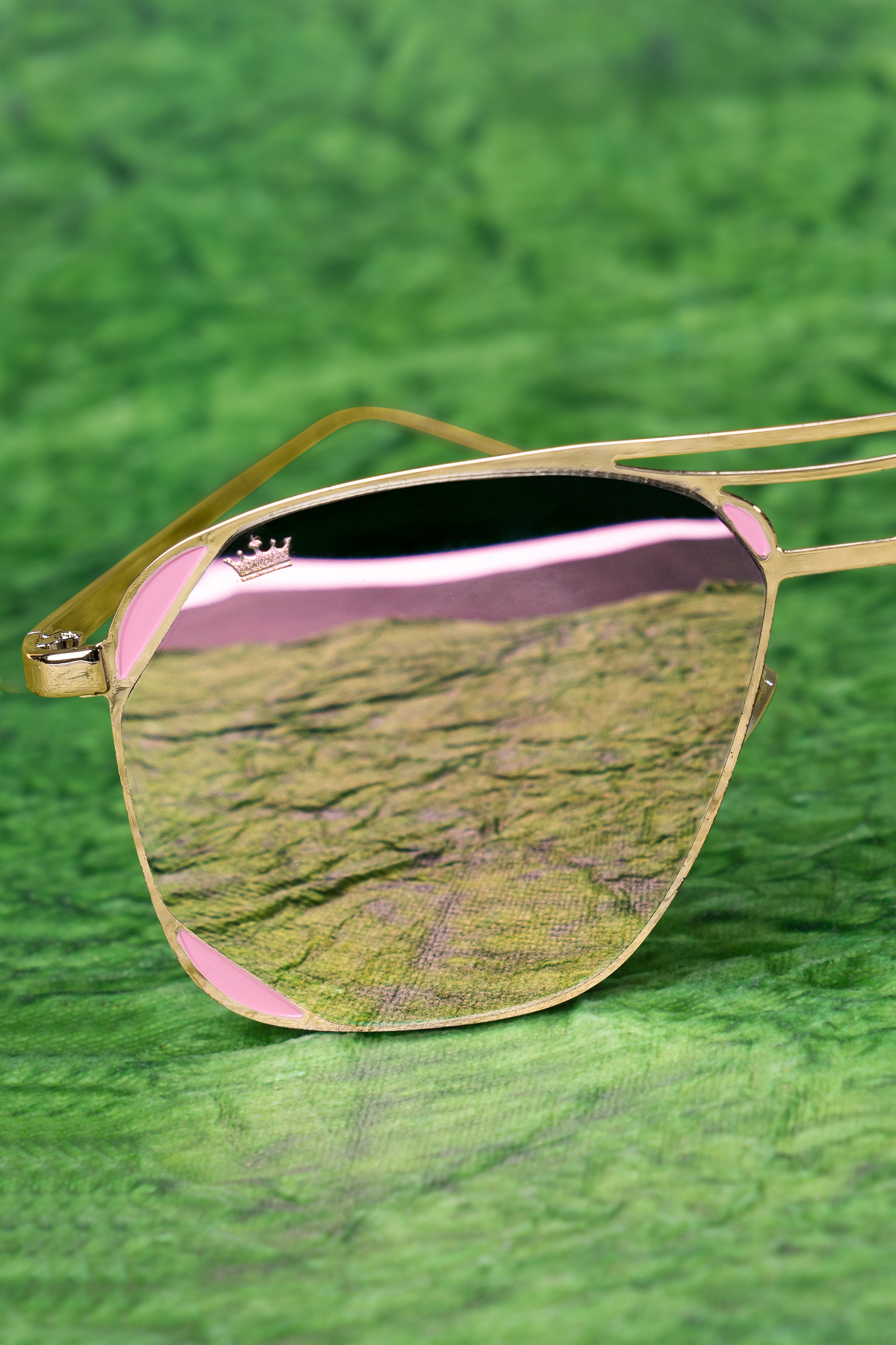 Rose Pink French Crown Aviator Unisex Sunglasses