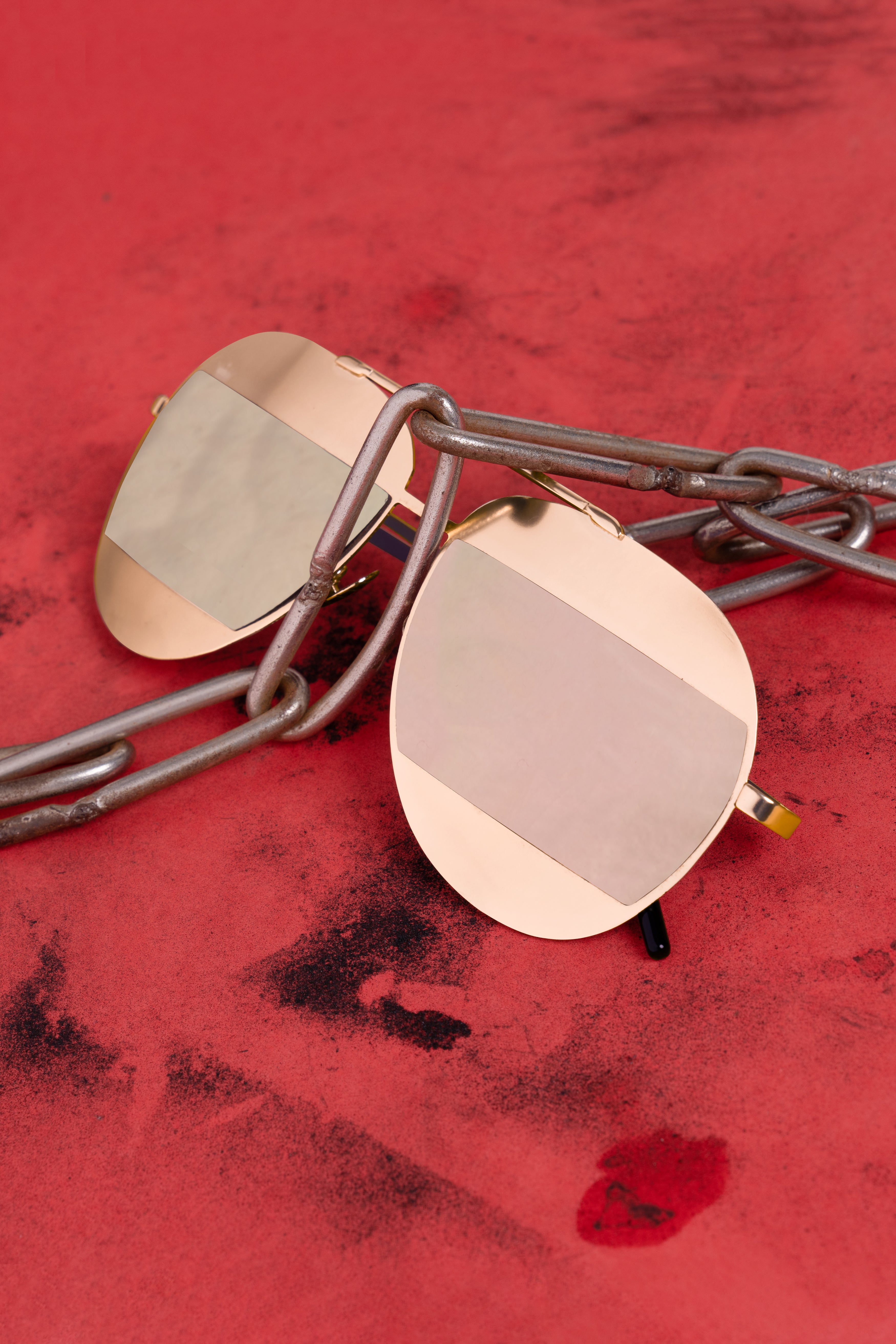 Metallic Gold Dior Split French Crown Aviator Unisex Sunglasses