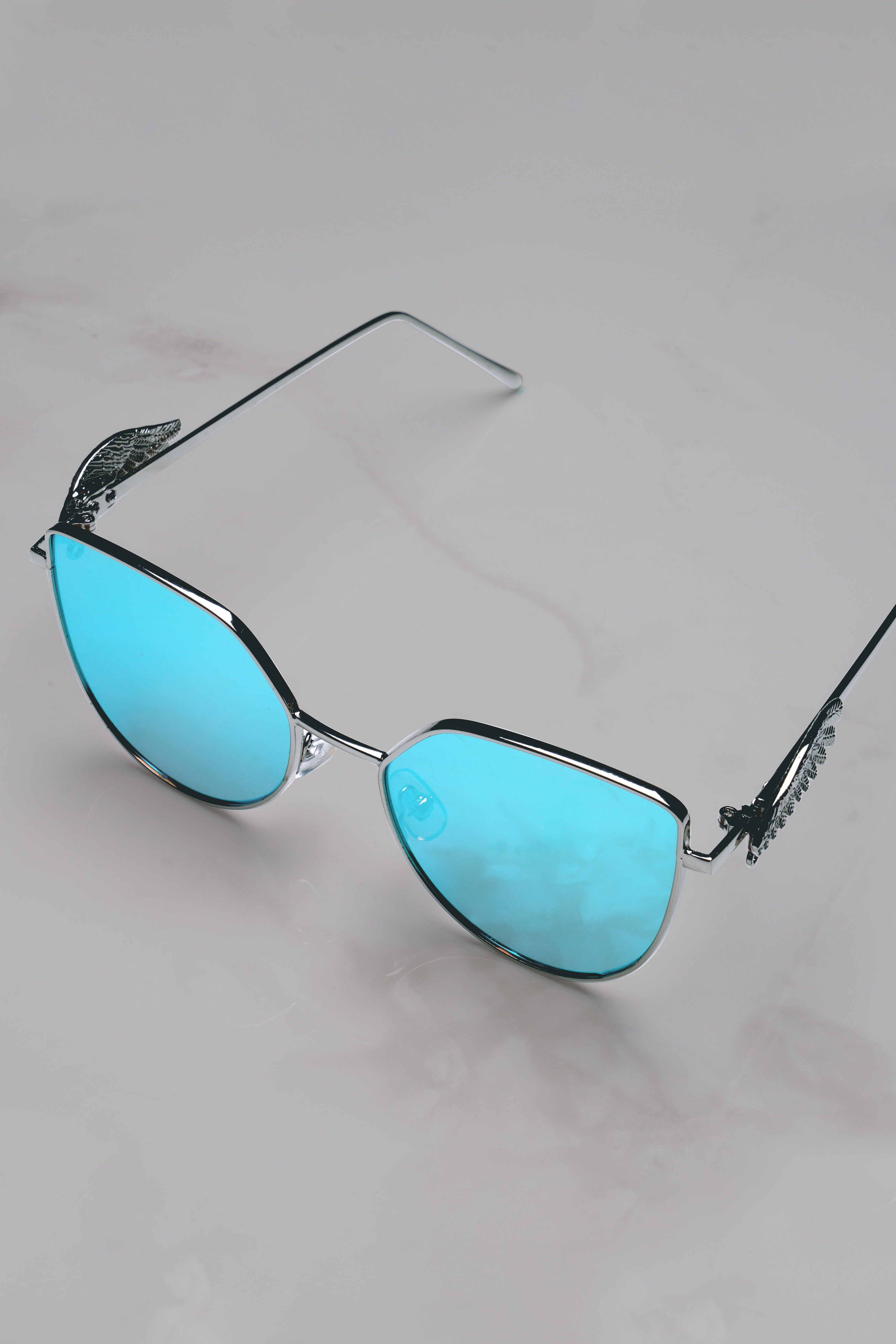 Aureice-Arctic Blue French Crown Cat Eye Unisex Sunglasses