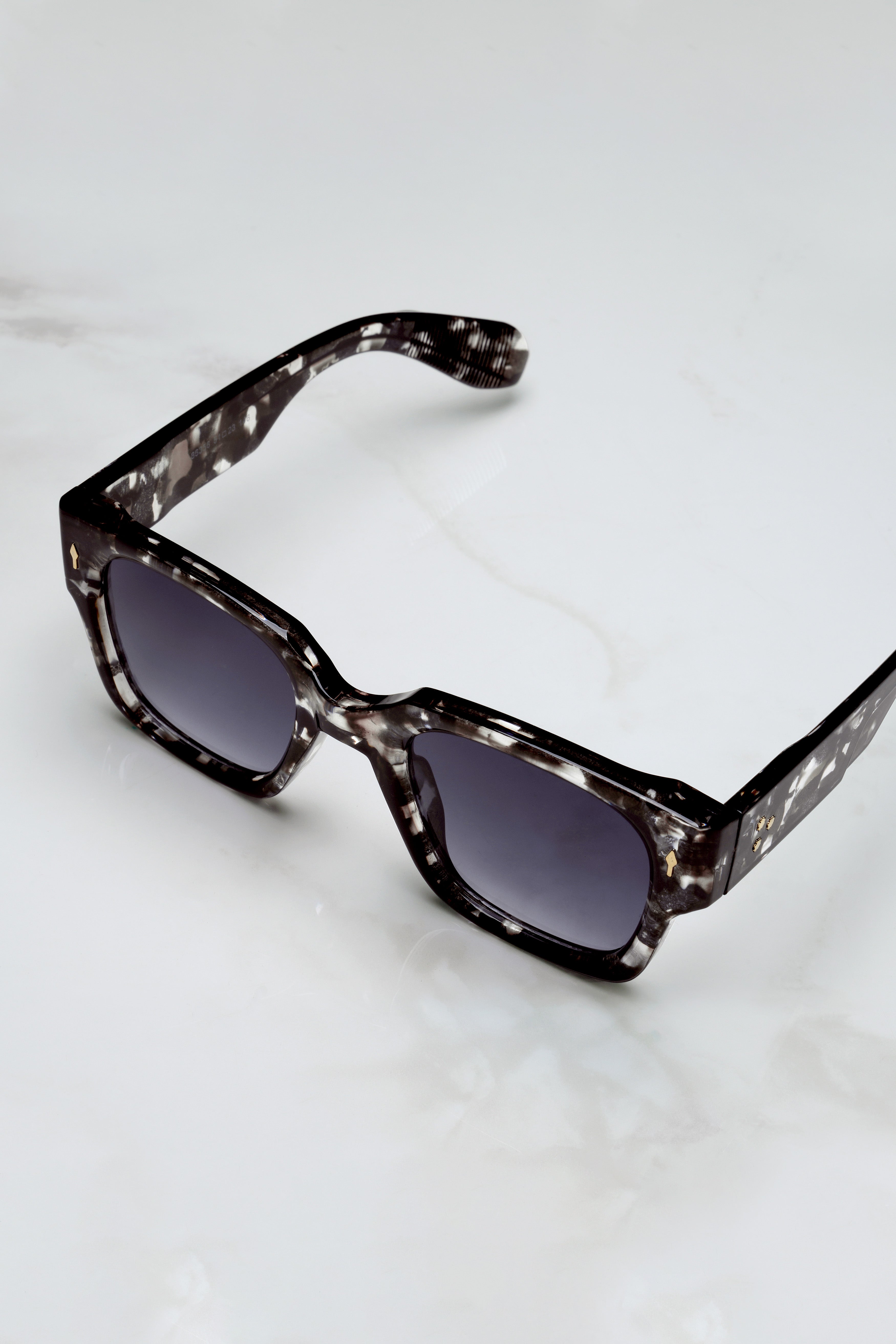 Stoneva-Smoky Marble Blue Granite French Crown Full Rim Unisex Sunglasses