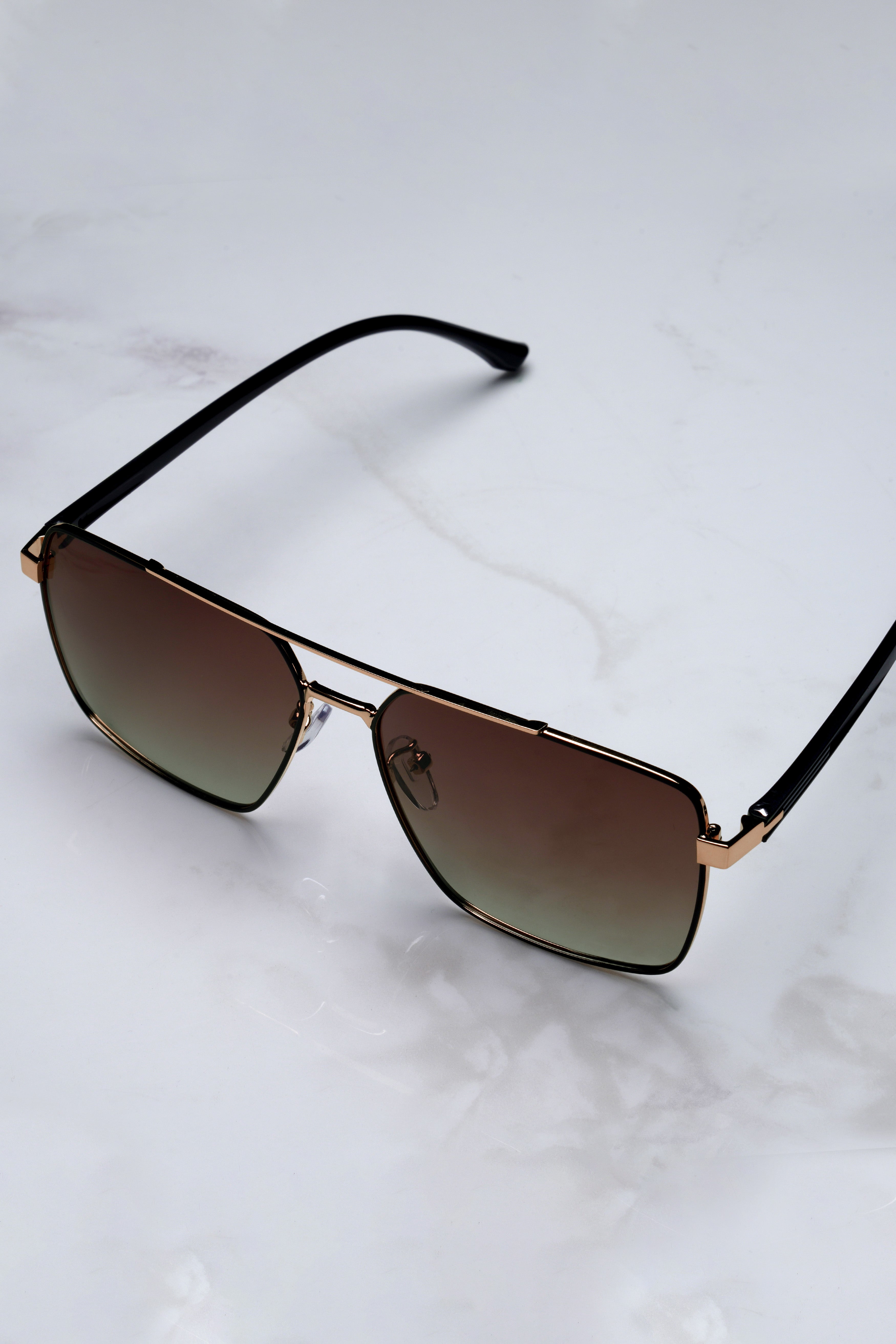 Caffivon-Espresso Brown French Crown Aviator Unisex Sunglasses