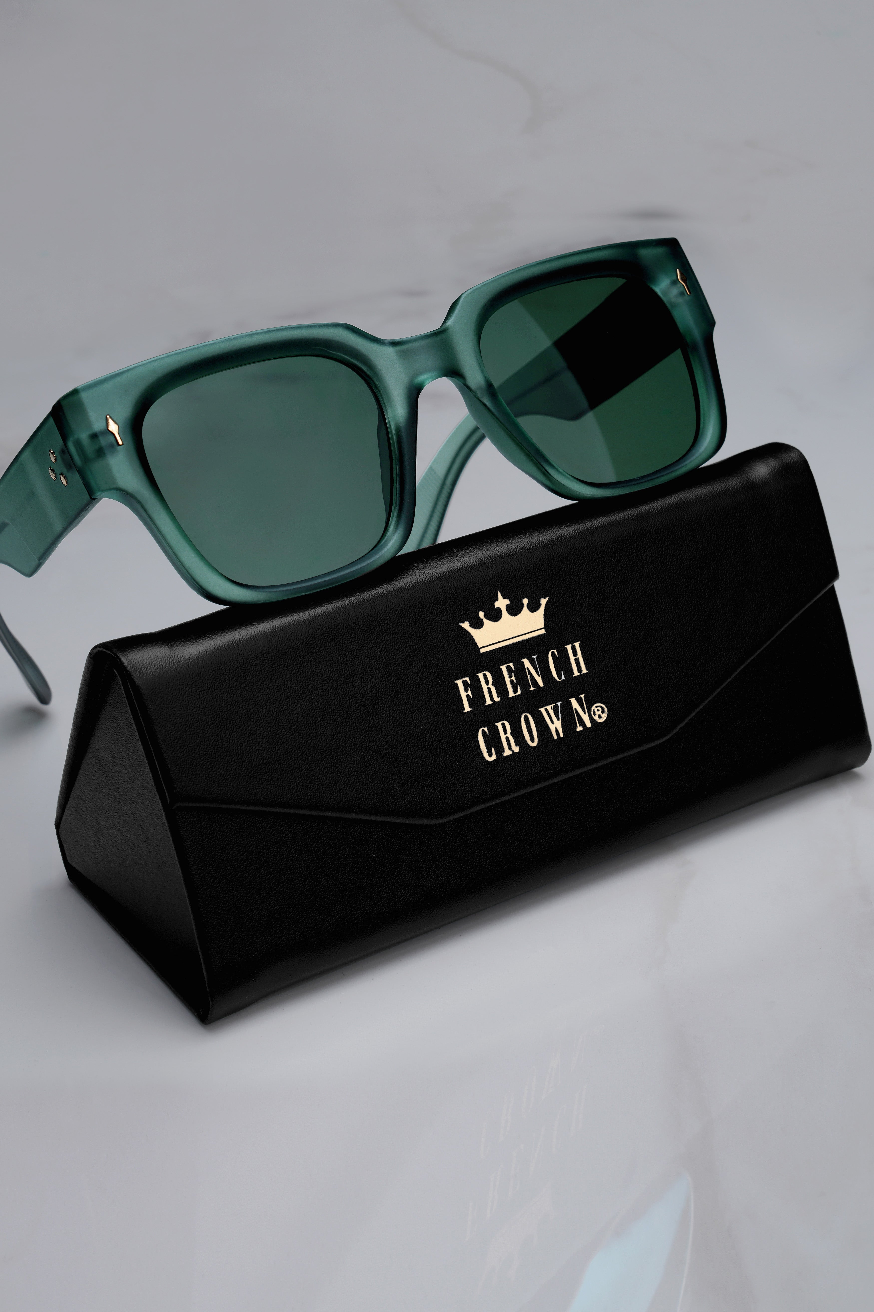Verdion-Emerald Green French Crown Oversized Unisex Sunglasses