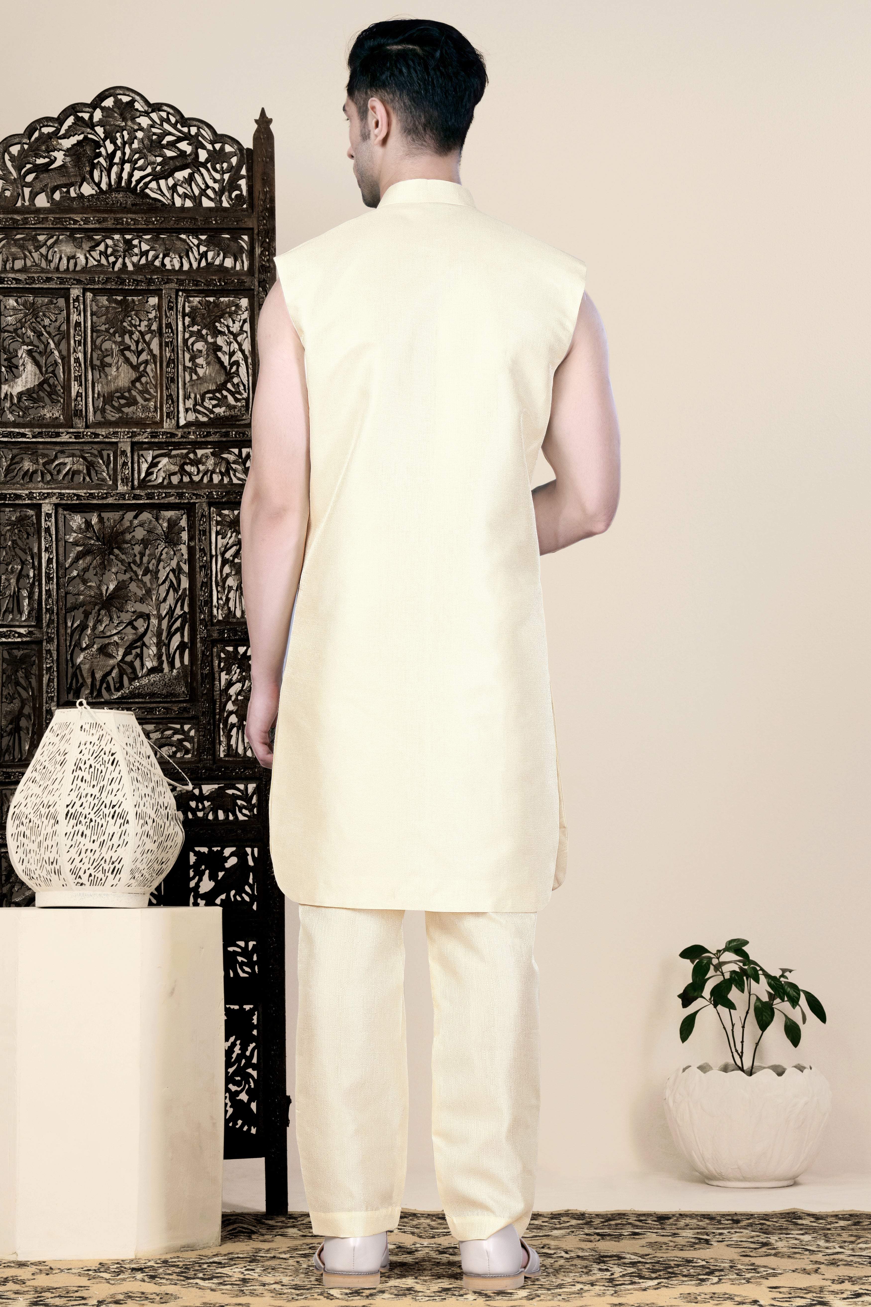 Cream Sleeveless Indo-Western