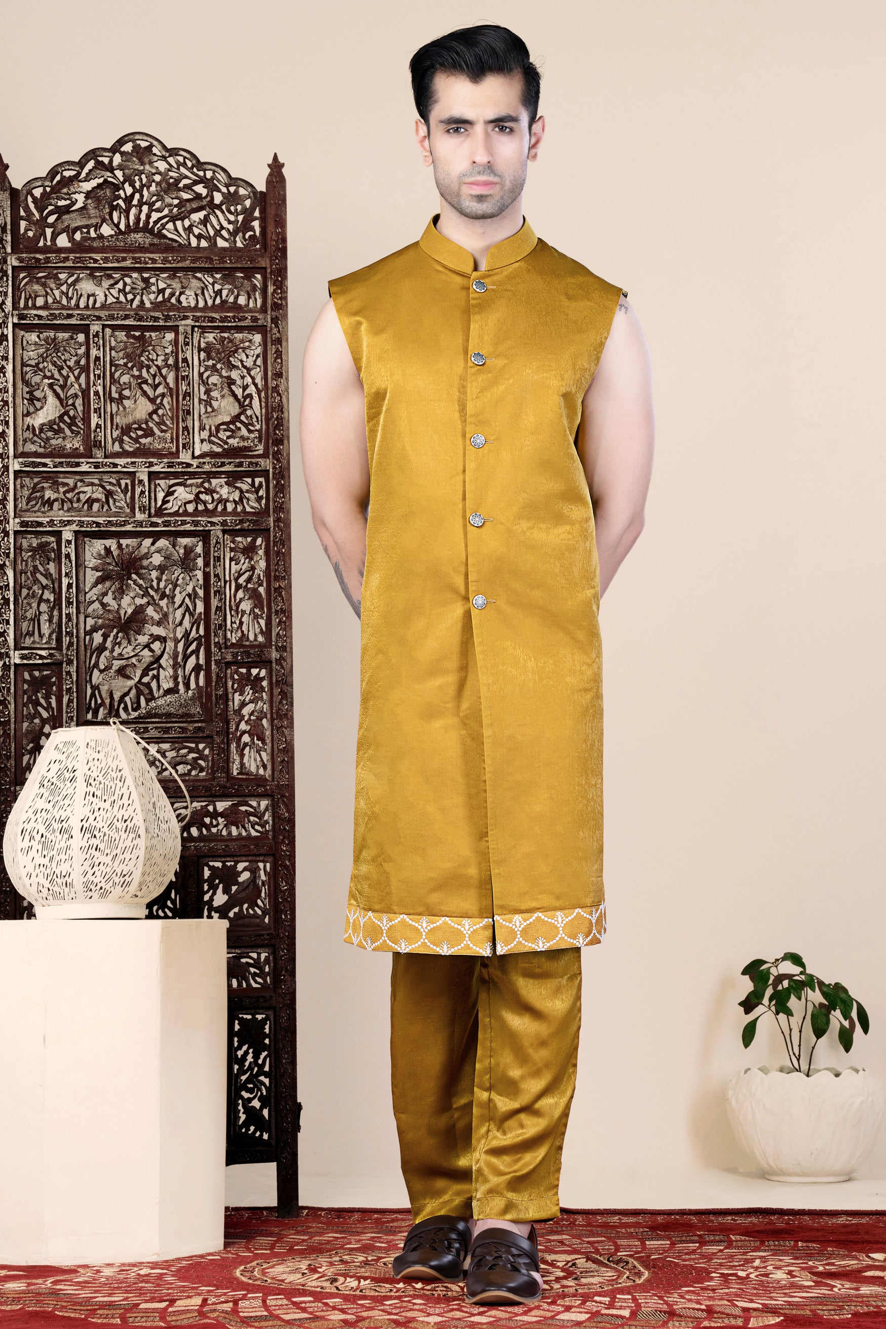 Gamboge Yellow Sleeveless Indo Set