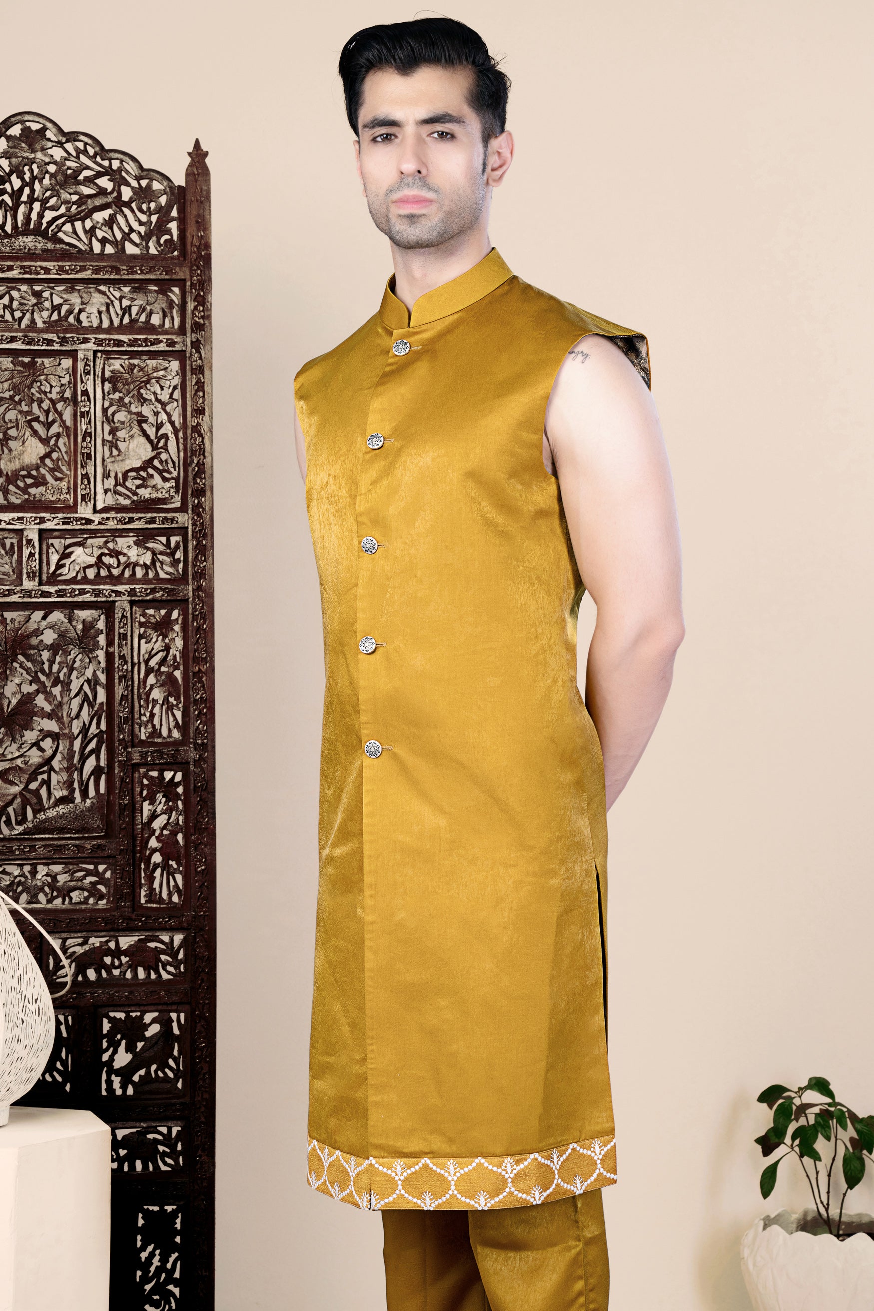 Gamboge Yellow Sleeveless Indo Set