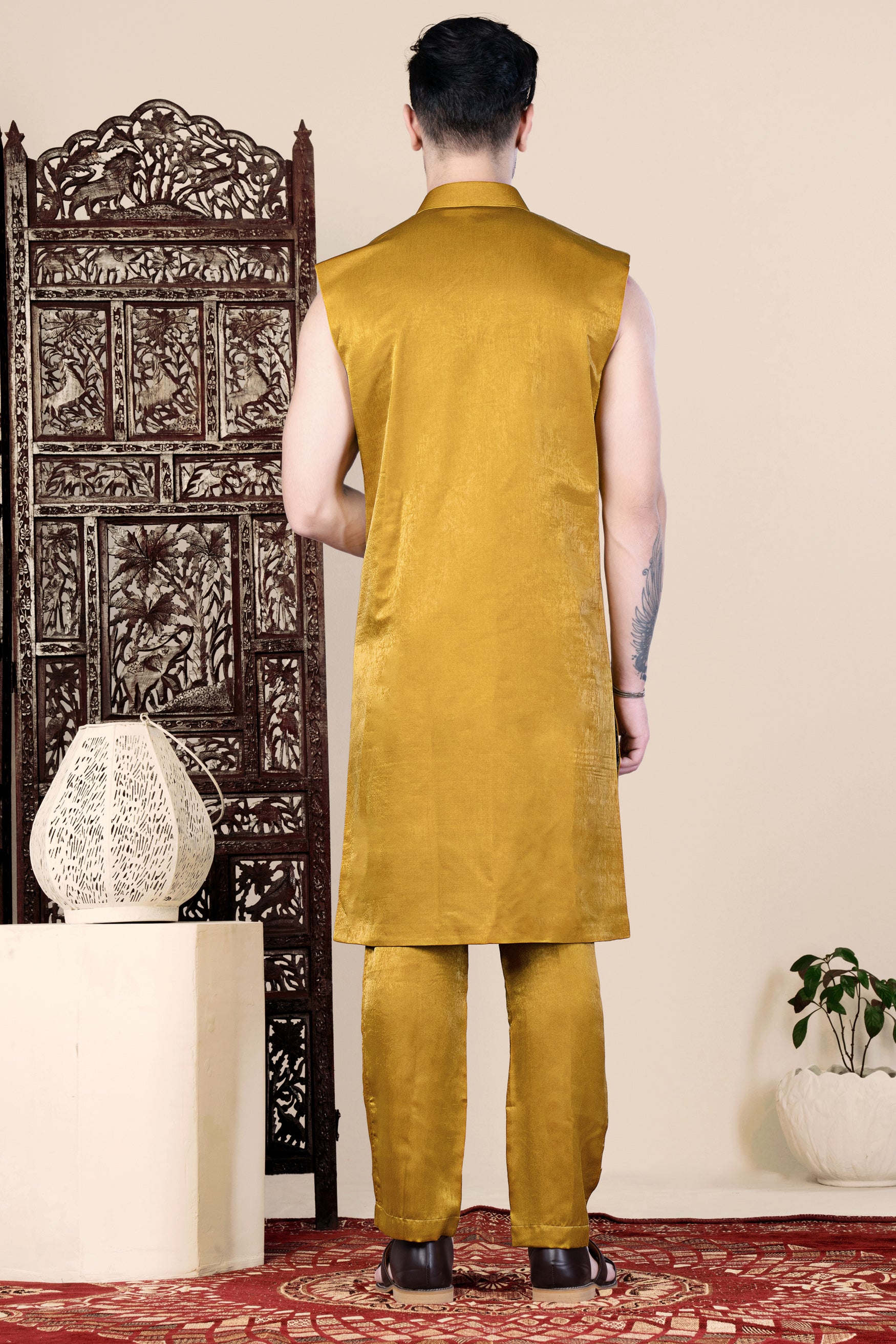 Gamboge Yellow Sleeveless Indo Set