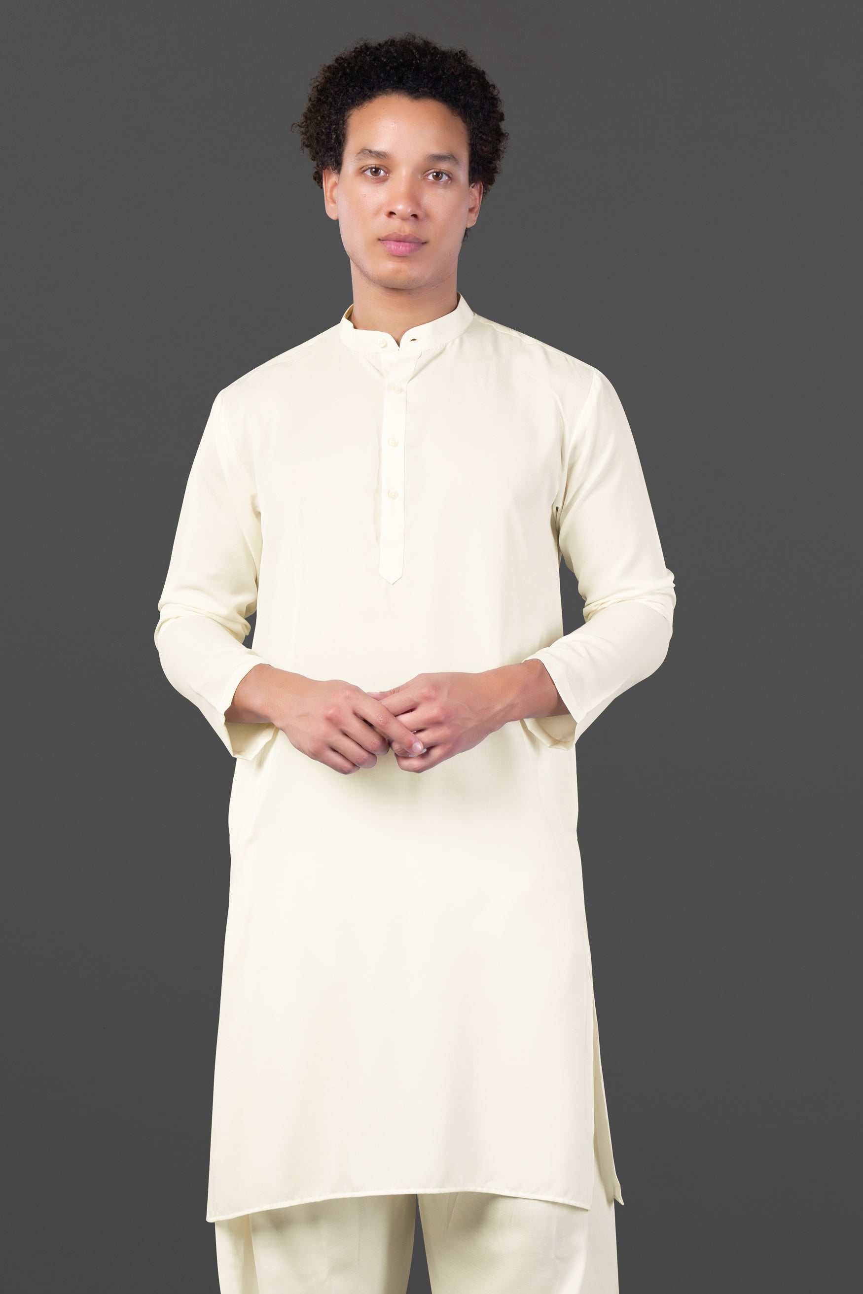 Merino Cream with Finch Green Cross Placket Bandhgala Thread and Sequin Embroidered Indo-Western Sherwani Set