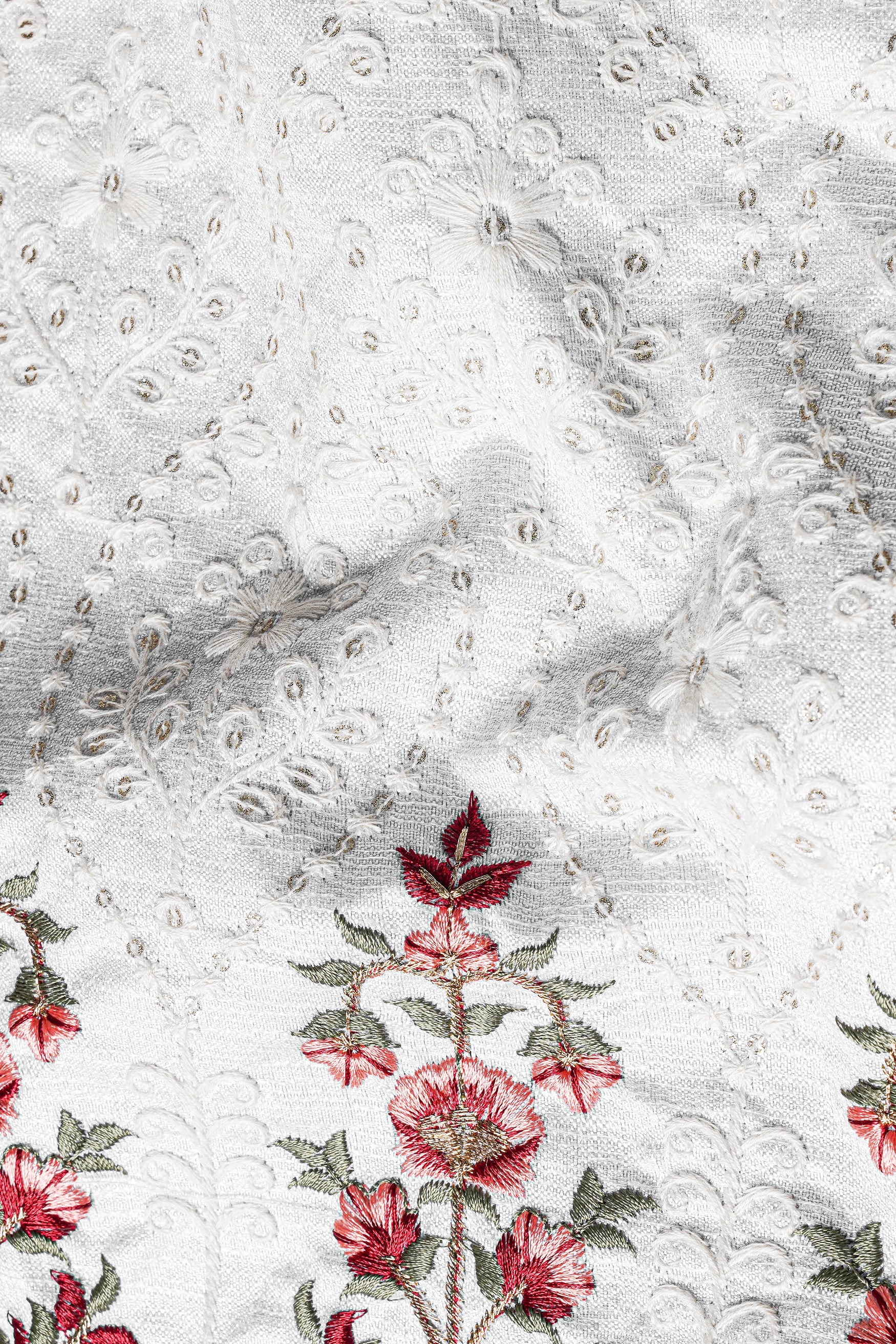 Merino Cream and Merlot Red Multicolour Thread and Sequin Embroidered Indo-Western Sherwani