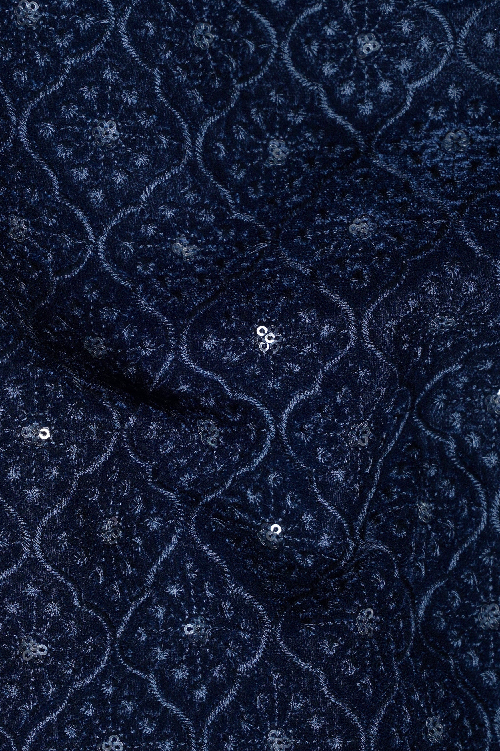 Cloud Burst and Haiti Blue Moroccan Thread and Sequin Embroidered Indo-Western