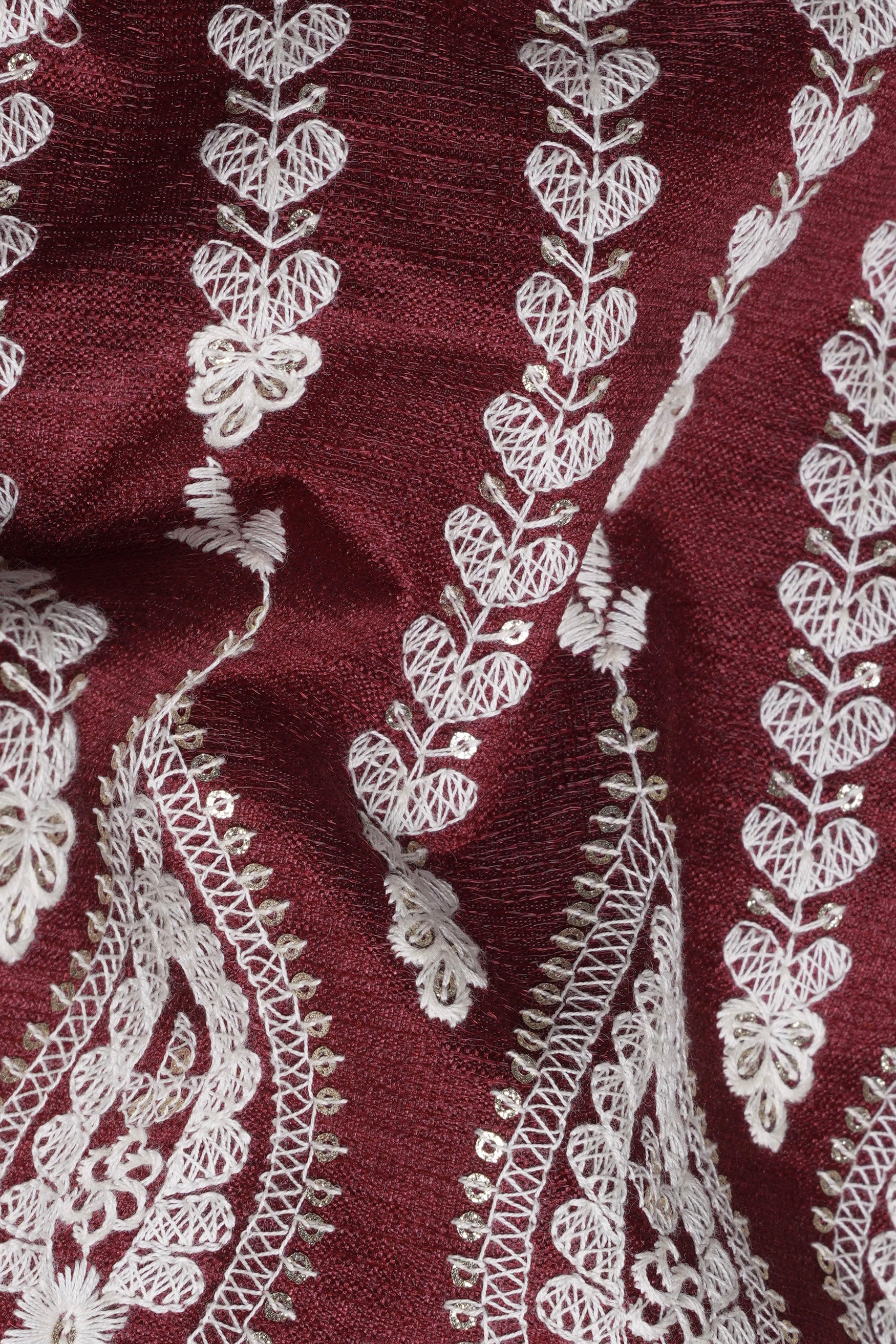 Irish Maroon and Cream Thread Embroidered Indo-Western  with Koti