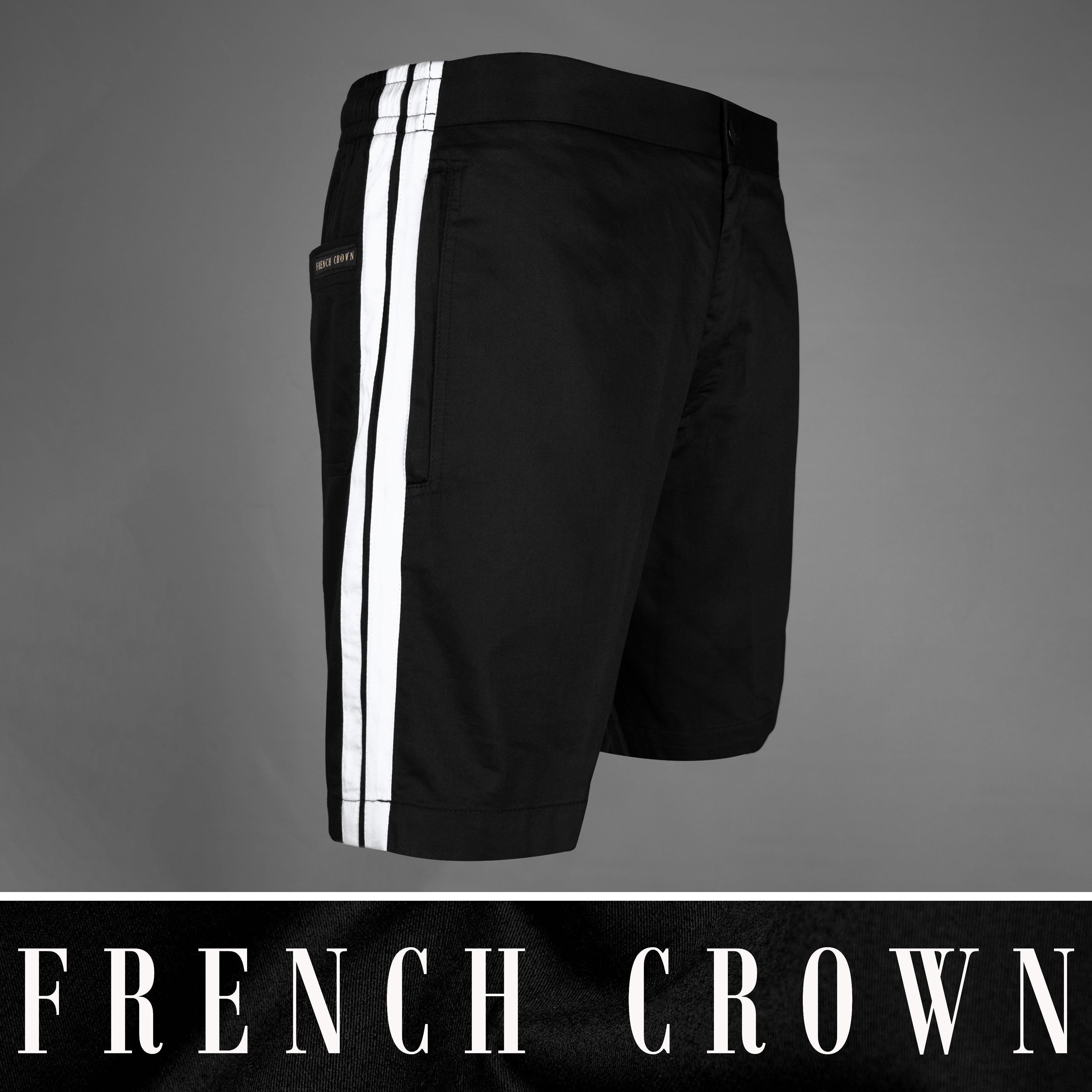Jade Black Plain-Solid Premium Cotton Shorts For Men