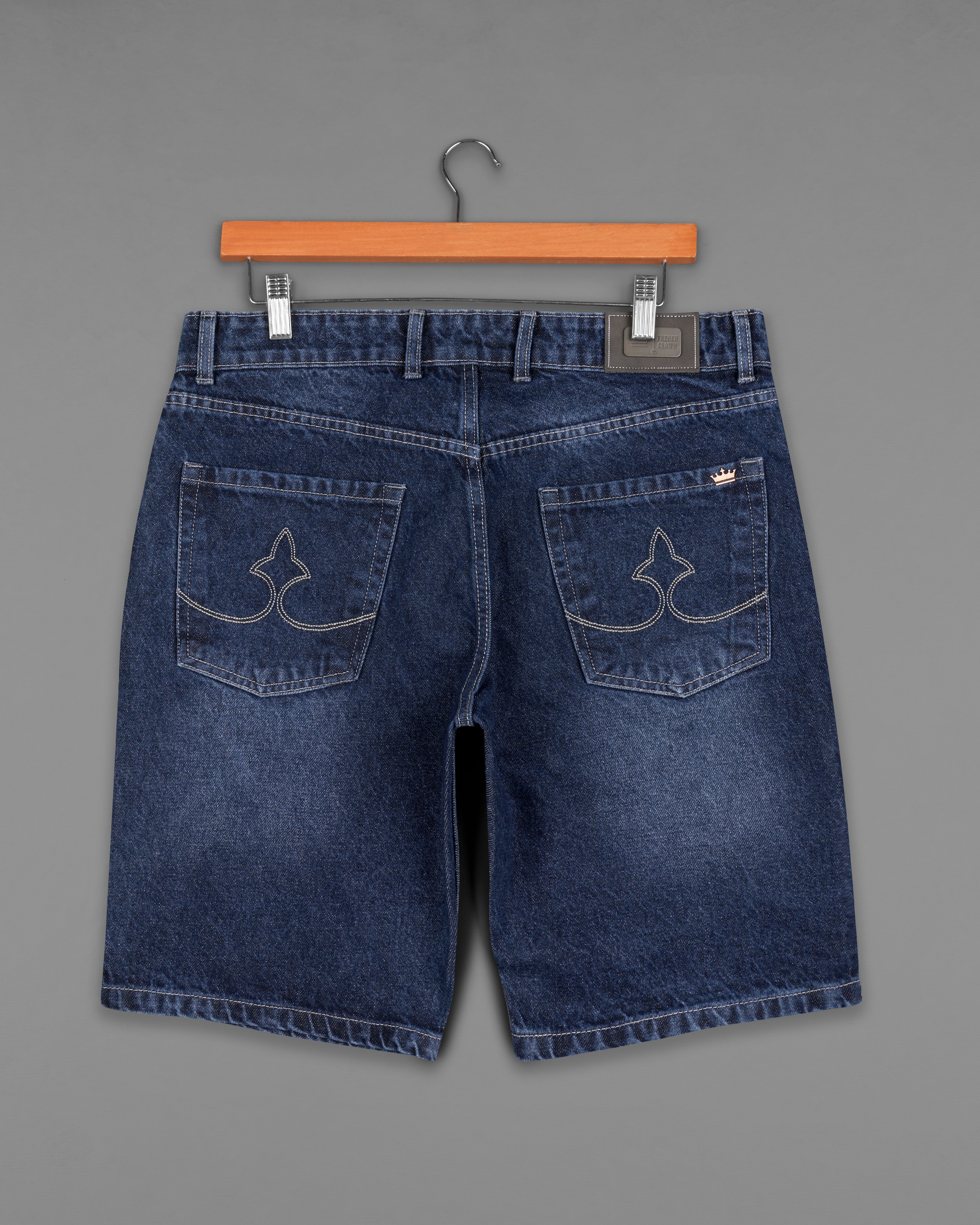 Cloud Burst Blue Hand Sanding Denim Shorts SR212-28, SR212-30, SR212-32, SR212-34, SR212-36, SR212-38, SR212-40, SR212-42, SR212-44