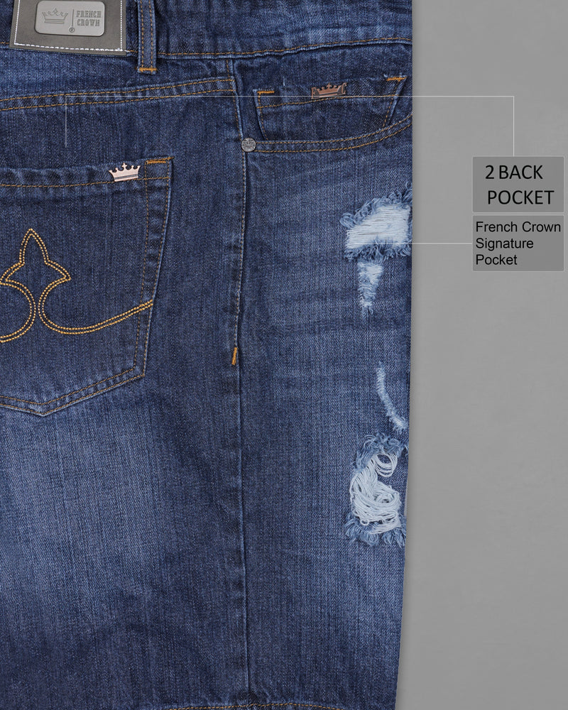 Rhino Blue Mildly Distressed Acid Wash Denim Shorts SR221-28, SR221-30, SR221-32, SR221-34, SR221-36, SR221-38, SR221-40, SR221-42, SR221-44
