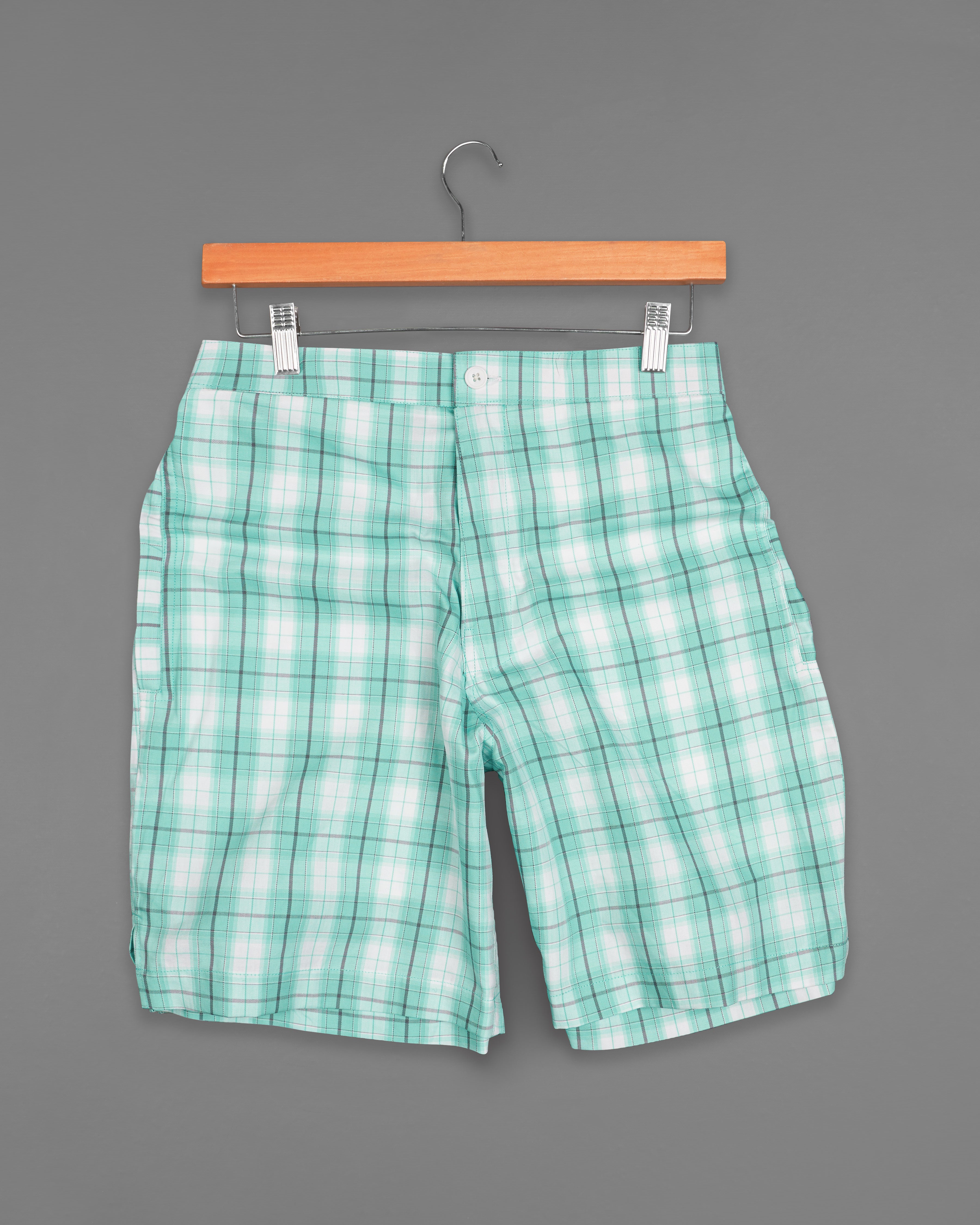 Mens cotton store plaid shorts