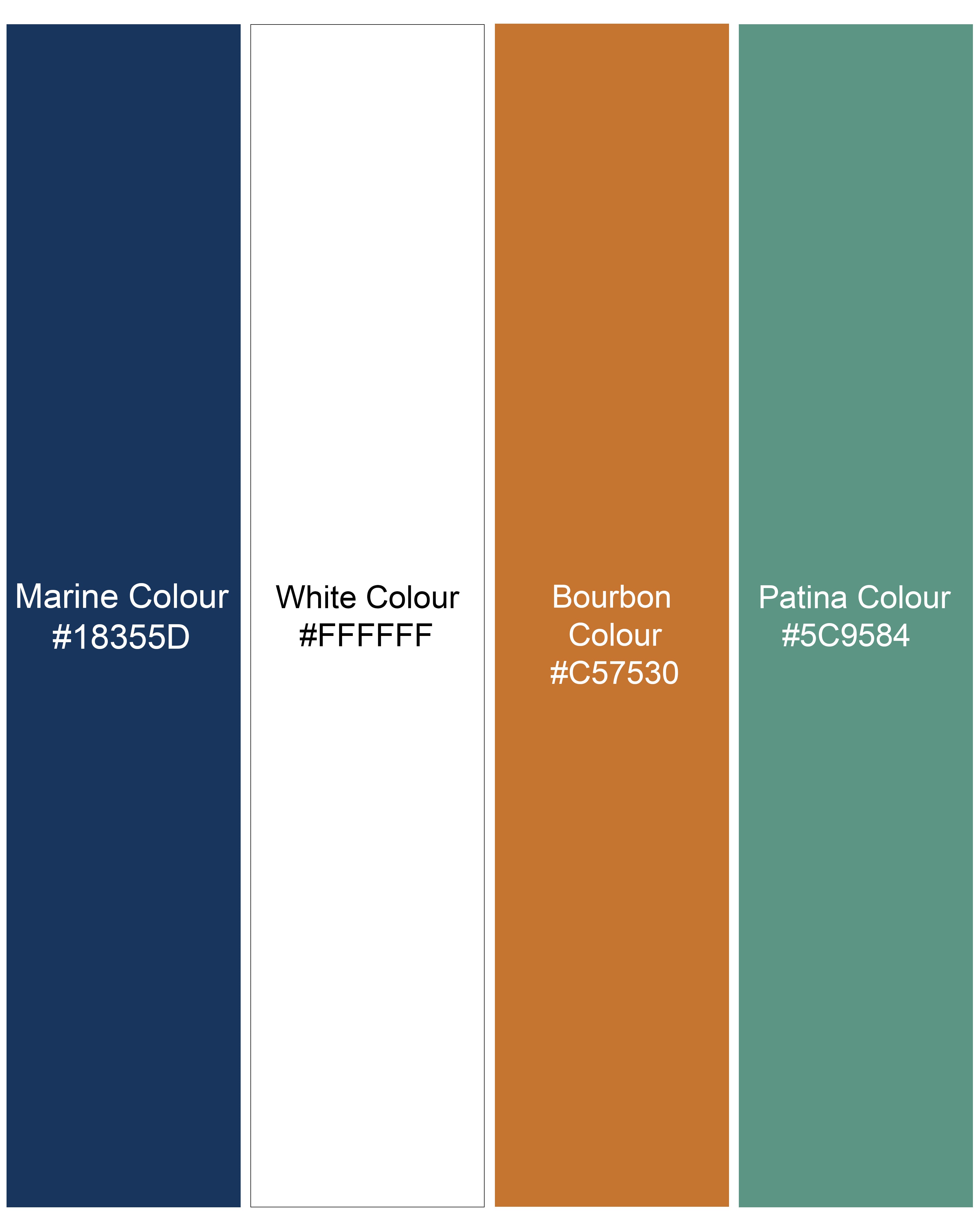 Marine Blue and White Multicolour Ditsy Textured Premium Tencel Shorts SR247-28, SR247-30, SR247-32, SR247-34, SR247-36, SR247-38, SR247-40, SR247-42, SR247-44
