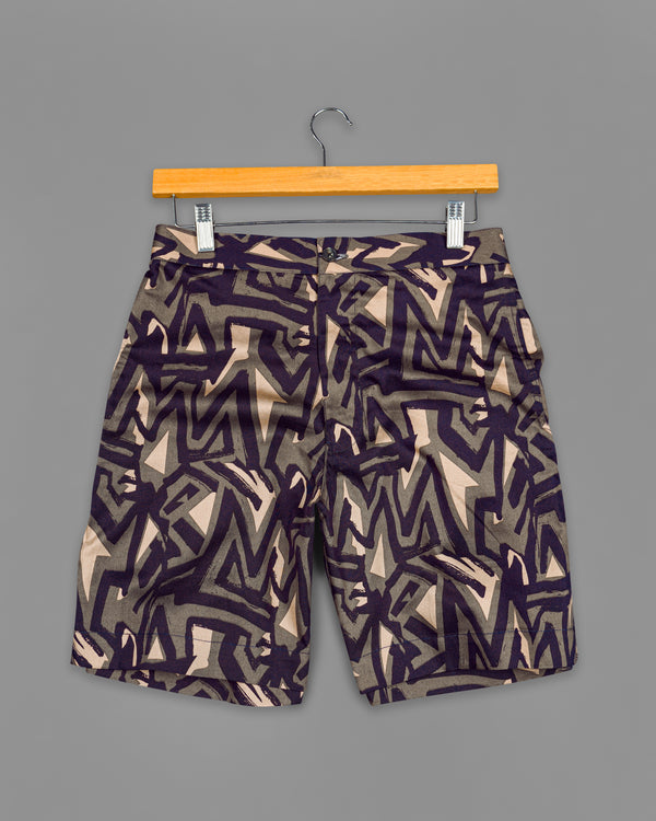 Makara Green and Haiti Purple Printed Super Soft Premium Cotton Shorts SR257-28, SR257-30, SR257-32, SR257-34, SR257-36, SR257-38, SR257-40, SR257-42, SR257-44