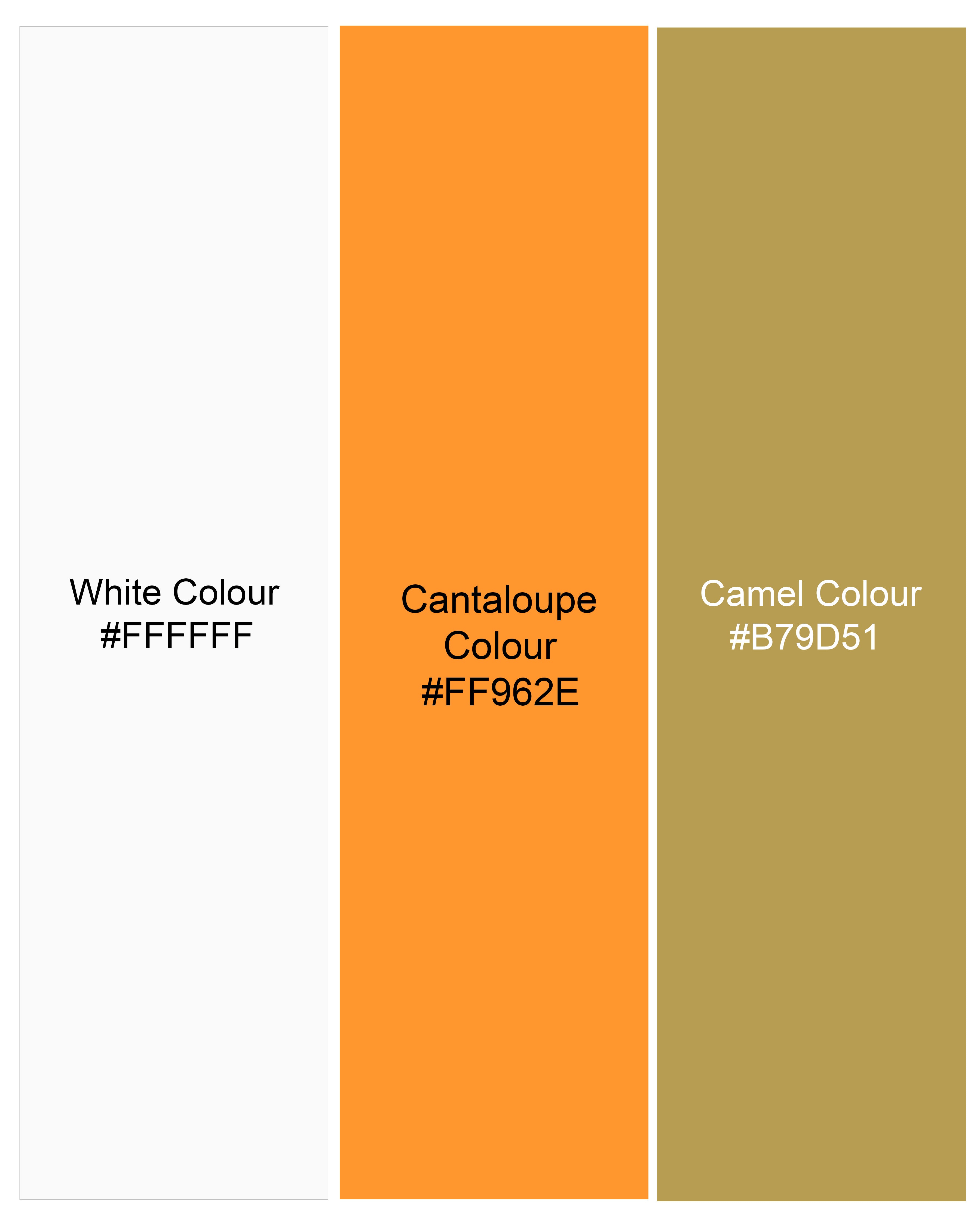 Cantaloupe Orange and White Printed Super Soft Premium Cotton Shorts SR259-28, SR259-30, SR259-32, SR259-34, SR259-36, SR259-38, SR259-40, SR259-42, SR259-44