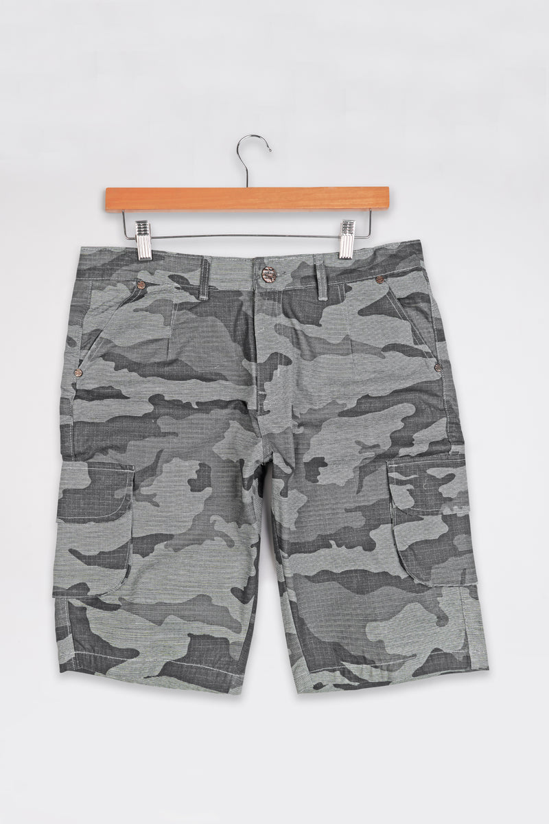 ABBEY GRAY AND WHITE CAMOUFLAGE CARGO SHORTS
