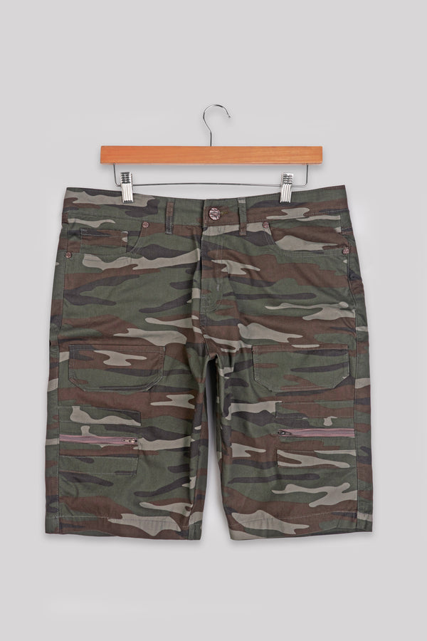 Tuscan Brown and Wenge Green Camouflage Cargo Shorts