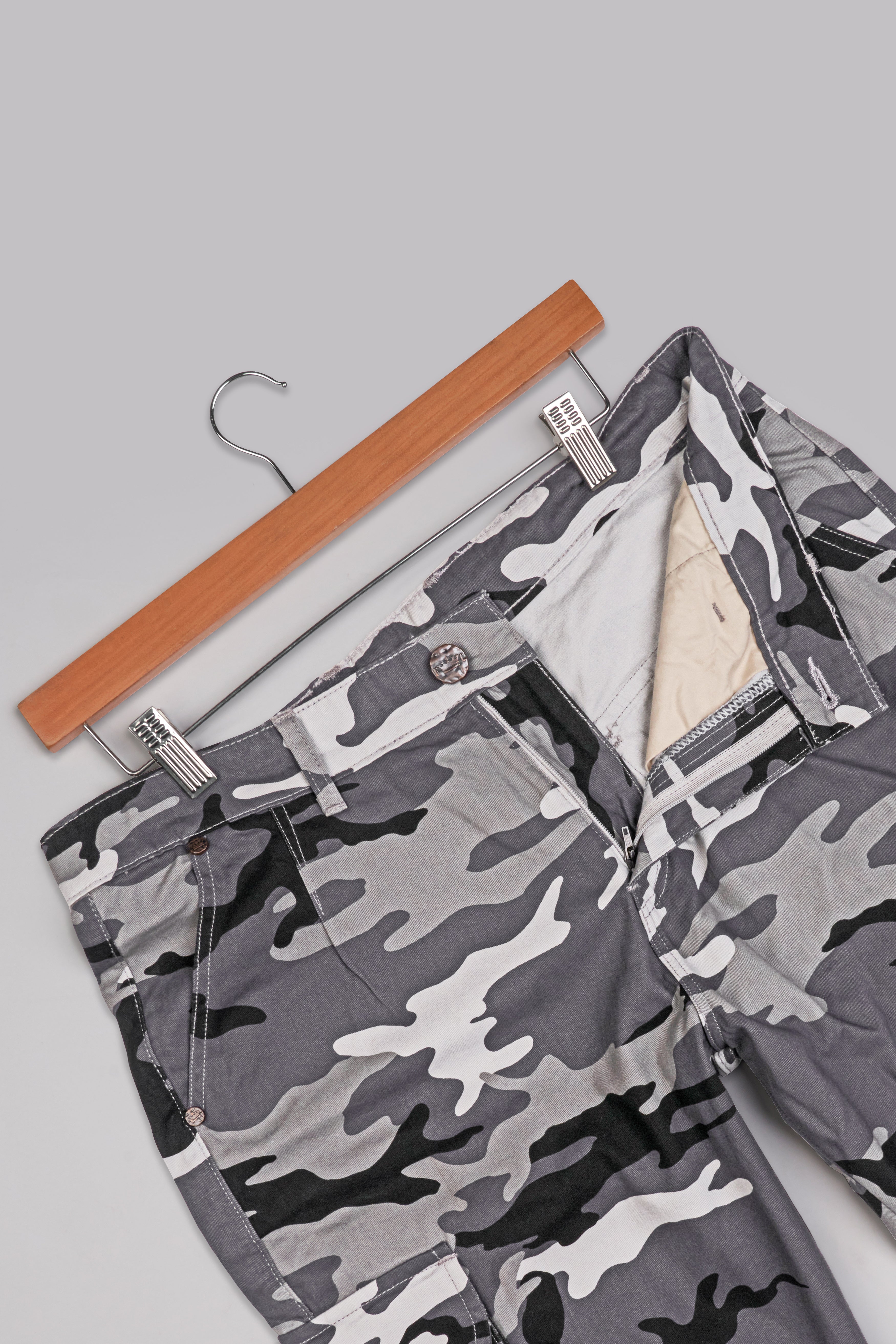 Porcelain White with Fuscous Gray and Black Camouflage Cargo Shorts SR276-28, SR276-30, SR276-32, SR276-34, SR276-36, SR276-38, SR276-40, SR276-42, SR276-44