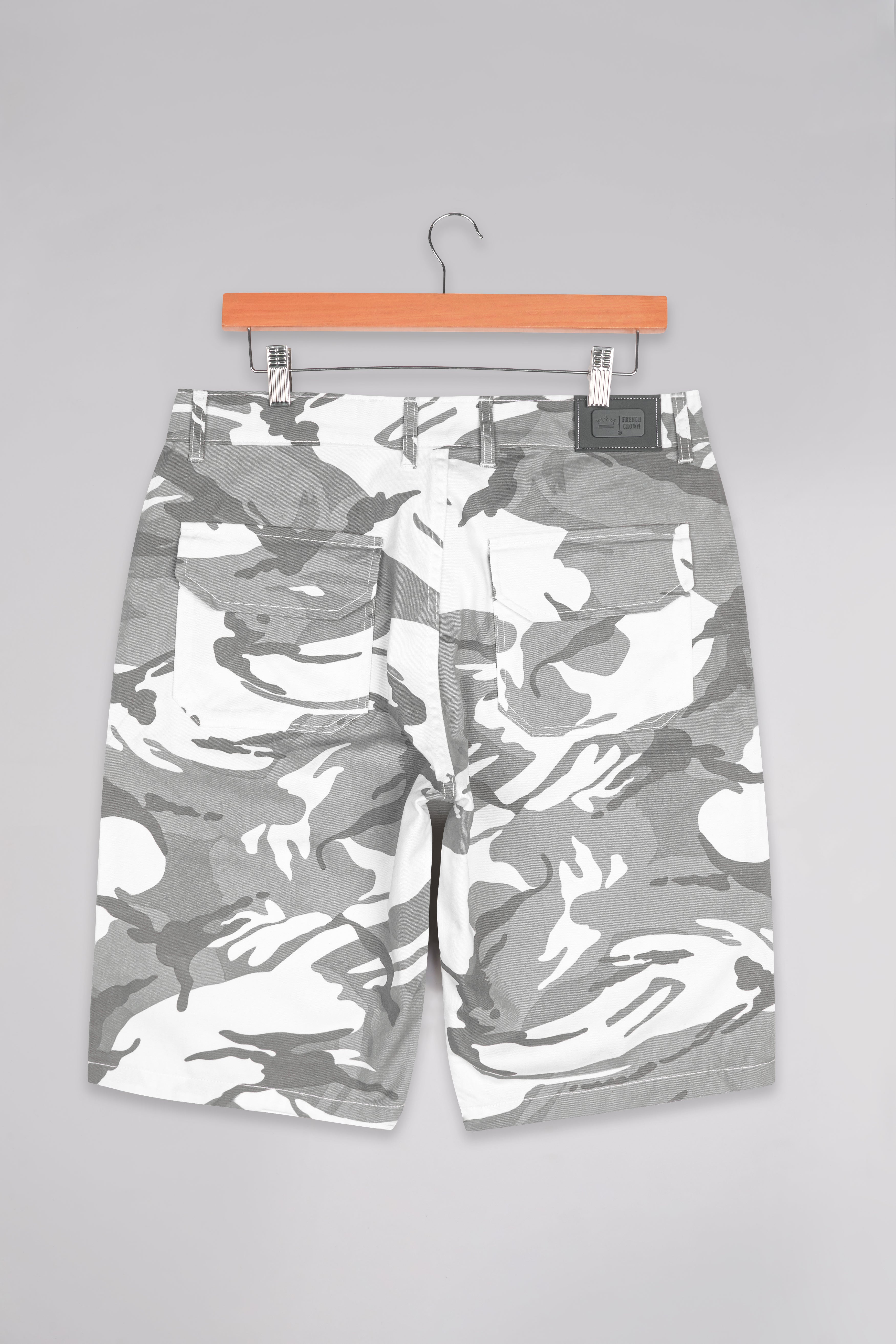 Bright White and Mist Gray Camouflage Cargo Shorts SR279-28, SR279-30, SR279-32, SR279-34, SR279-36, SR279-38, SR279-40, SR279-42, SR279-44